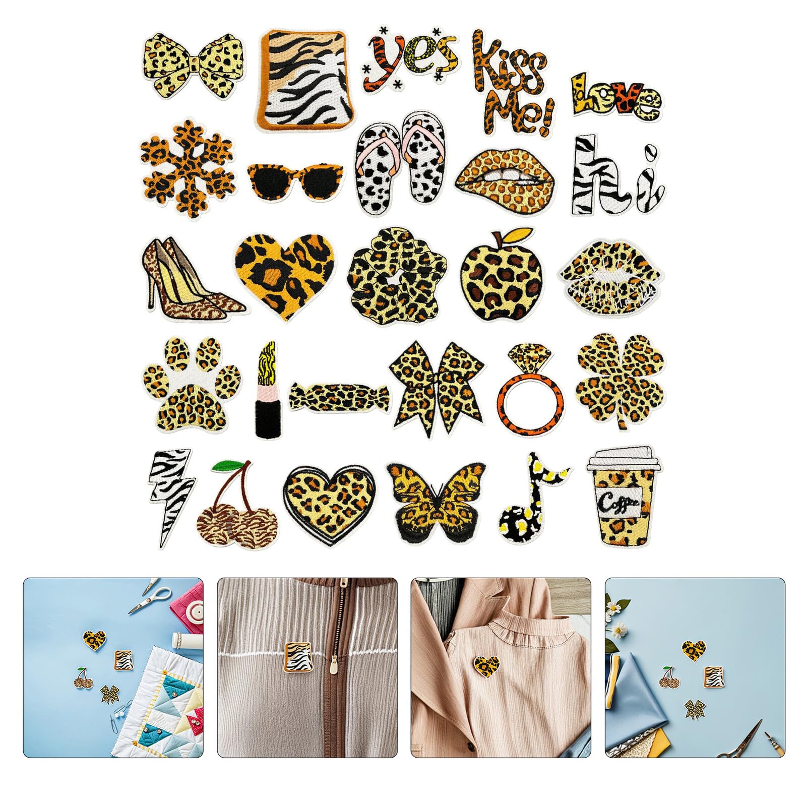 PLAFOPE 28piezas Parches de Decorativos de Leopardo Retro Bordados Estampado Animal para Ropa Jeans Chaquetas y Mochilas