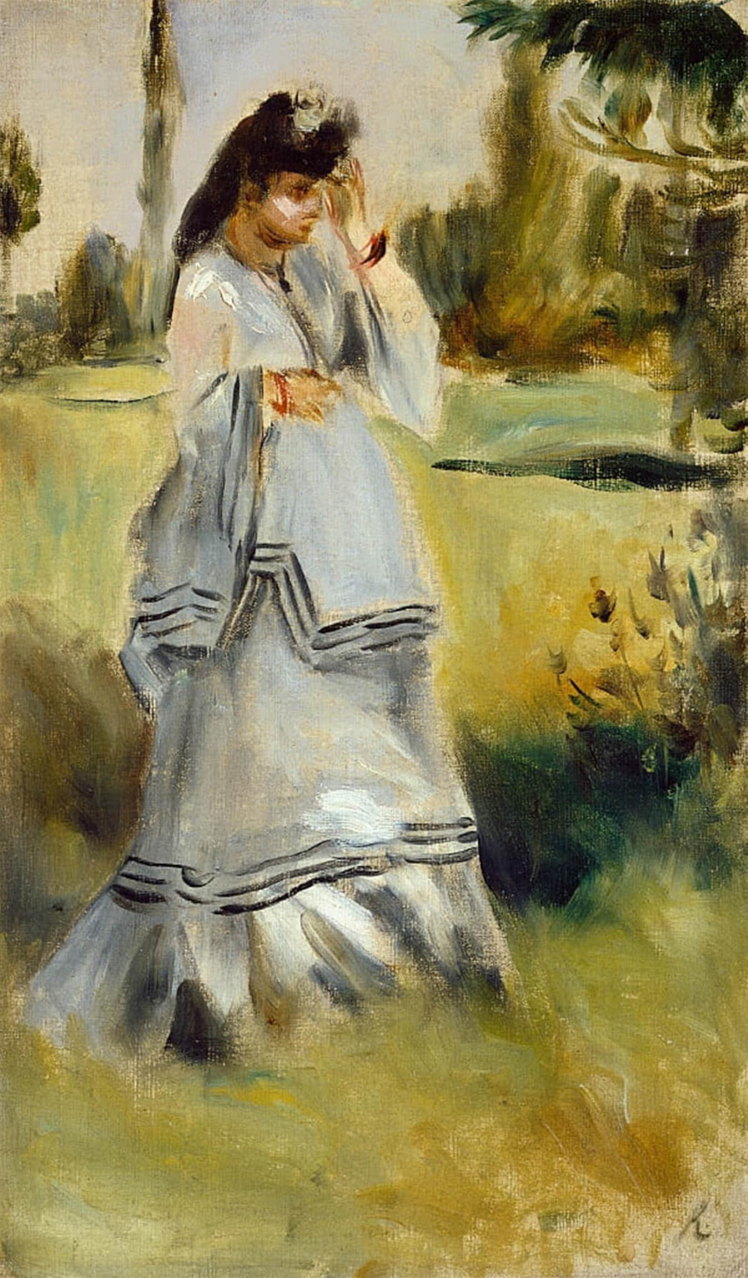 Posteriik No Frame Vintage Classic Picture Landscape Artwork Woman In A Park By Pierre Auguste Renoir Portrait Canvas Painting For Office Home Decor 60X90cm