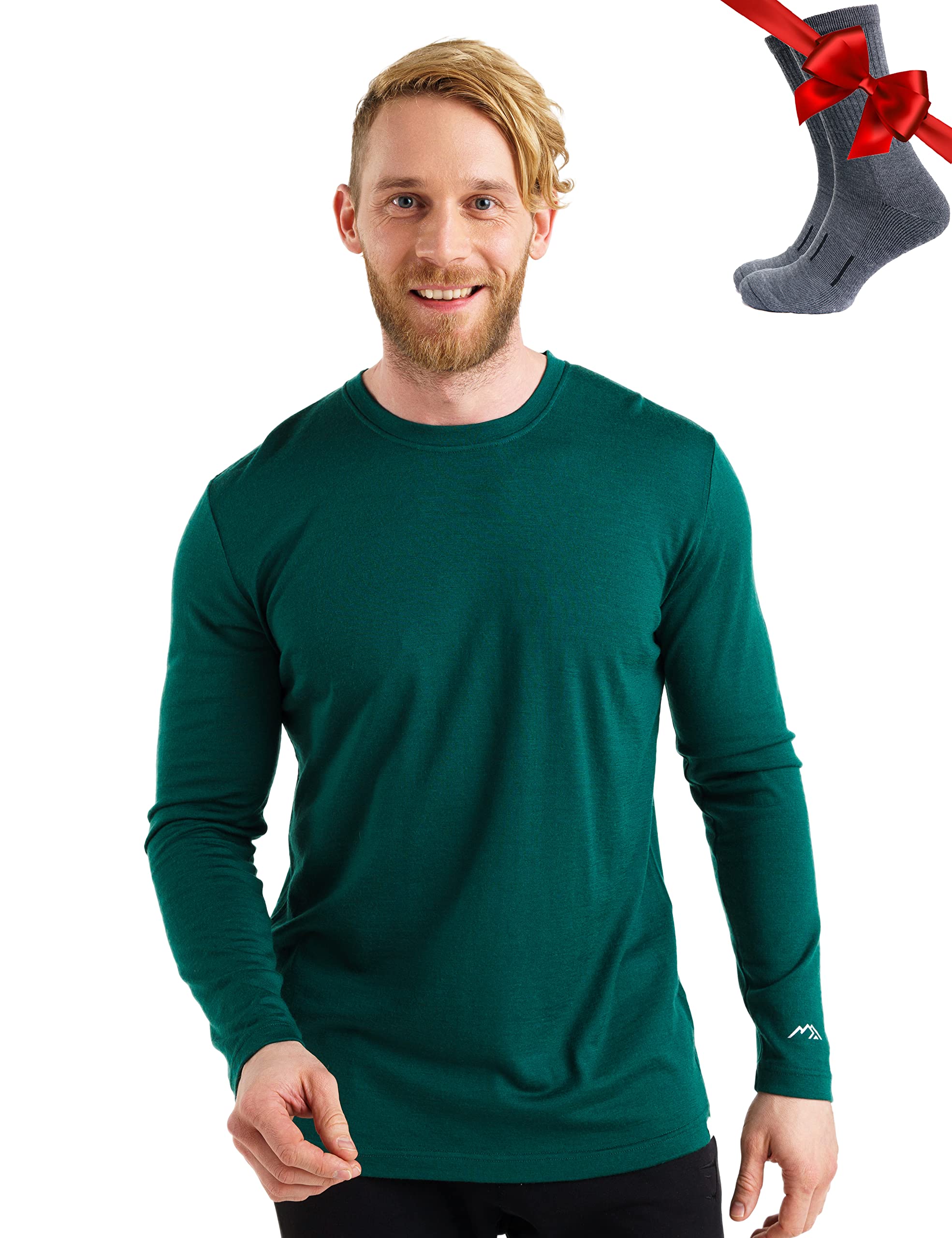Merino.tech Merino Wool Base Layer - Mens 100% Merino Wool Long Sleeve Thermal Shirts Heavyweight, Midweight, Lite with Socks — view 18