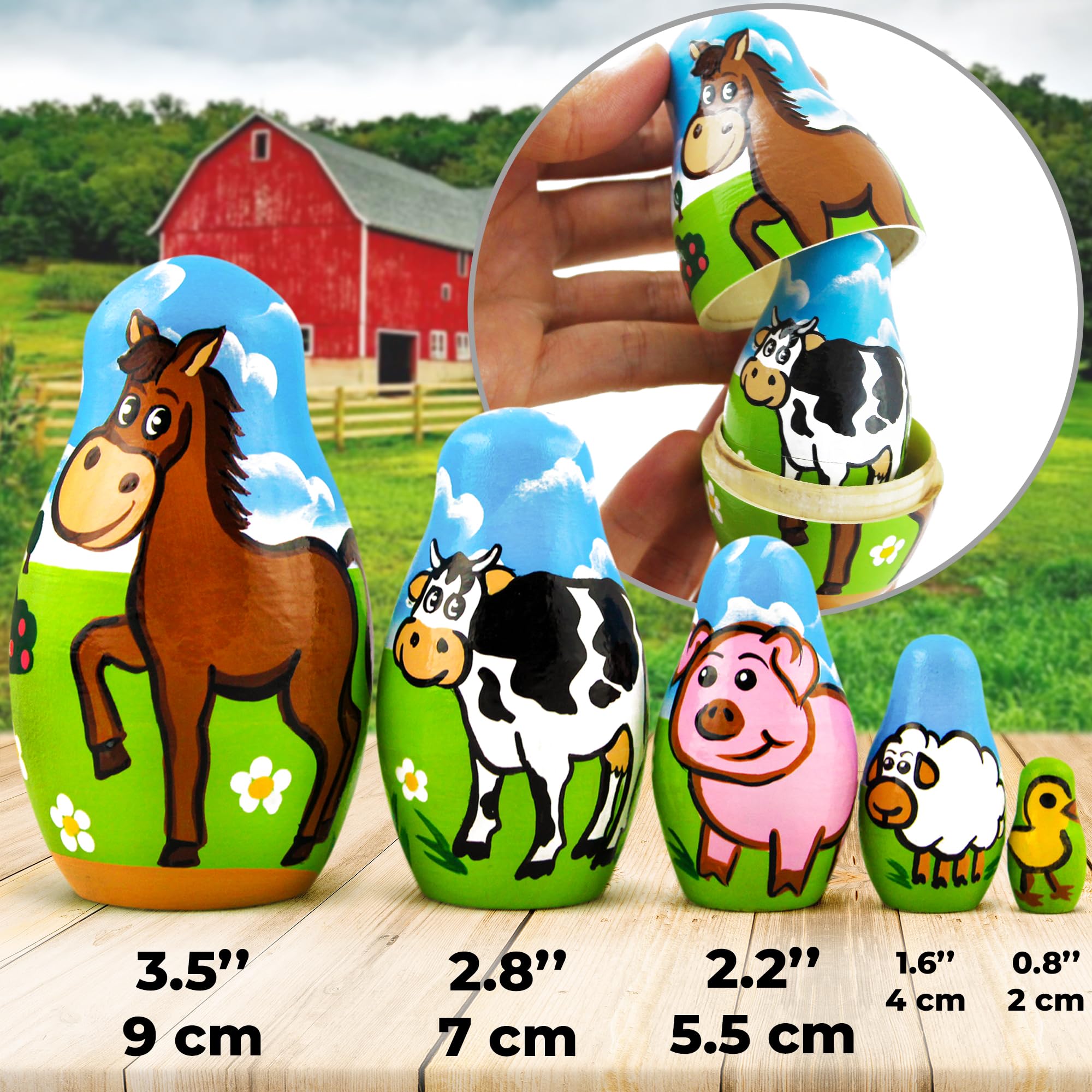 Russian Nesting Dolls Farm Animal Nesting Dolls Set Piece