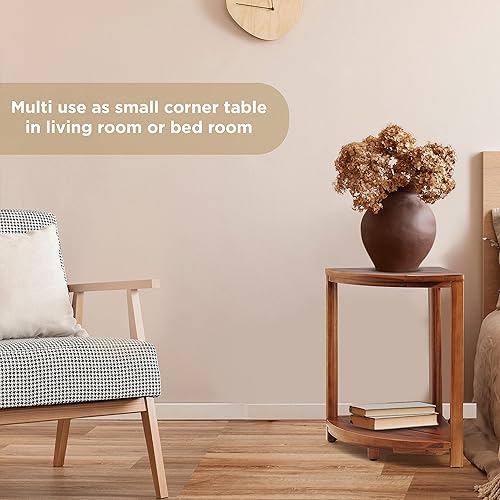 Miniatura 6 de HOLANA Banco de ducha esquinero de madera de 12 pulgadas y taburete de ducha esquinero con estante de almacenamiento, asiento de esquina para patas