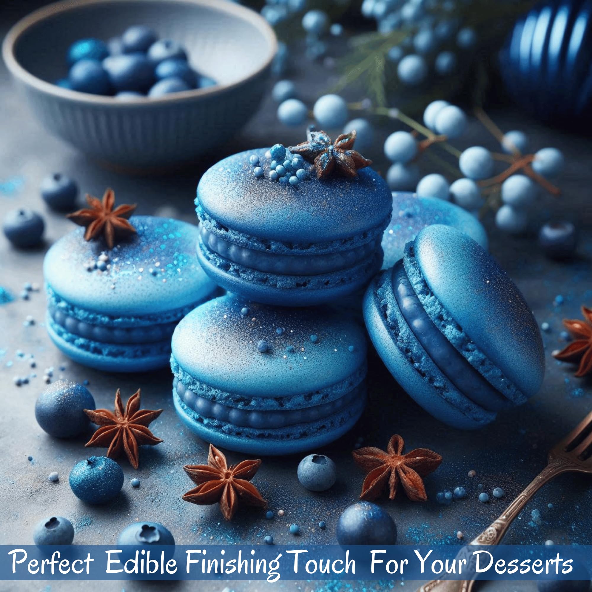Confect Edible Luster Dust for Drinks & Desserts – Hydrangea Blue Brew Glitter | Food-Grade Edible Glitter for Cocktails, Cakes, Cupcakes & Holiday Decorating | 5 Gms - Image 4 thumbnail