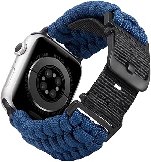 兼容Apple Watch 表带 49毫米 46毫米 45毫米 44毫米 42毫米 尼龙运动表带 兼容苹果表带 耐用的编织伞绳交换表带 军用 兼容 iWatch Series Ultra 2/Ultra/SE2/SE/10/9/8/7/6/5/4/3/2/1 男女通用
