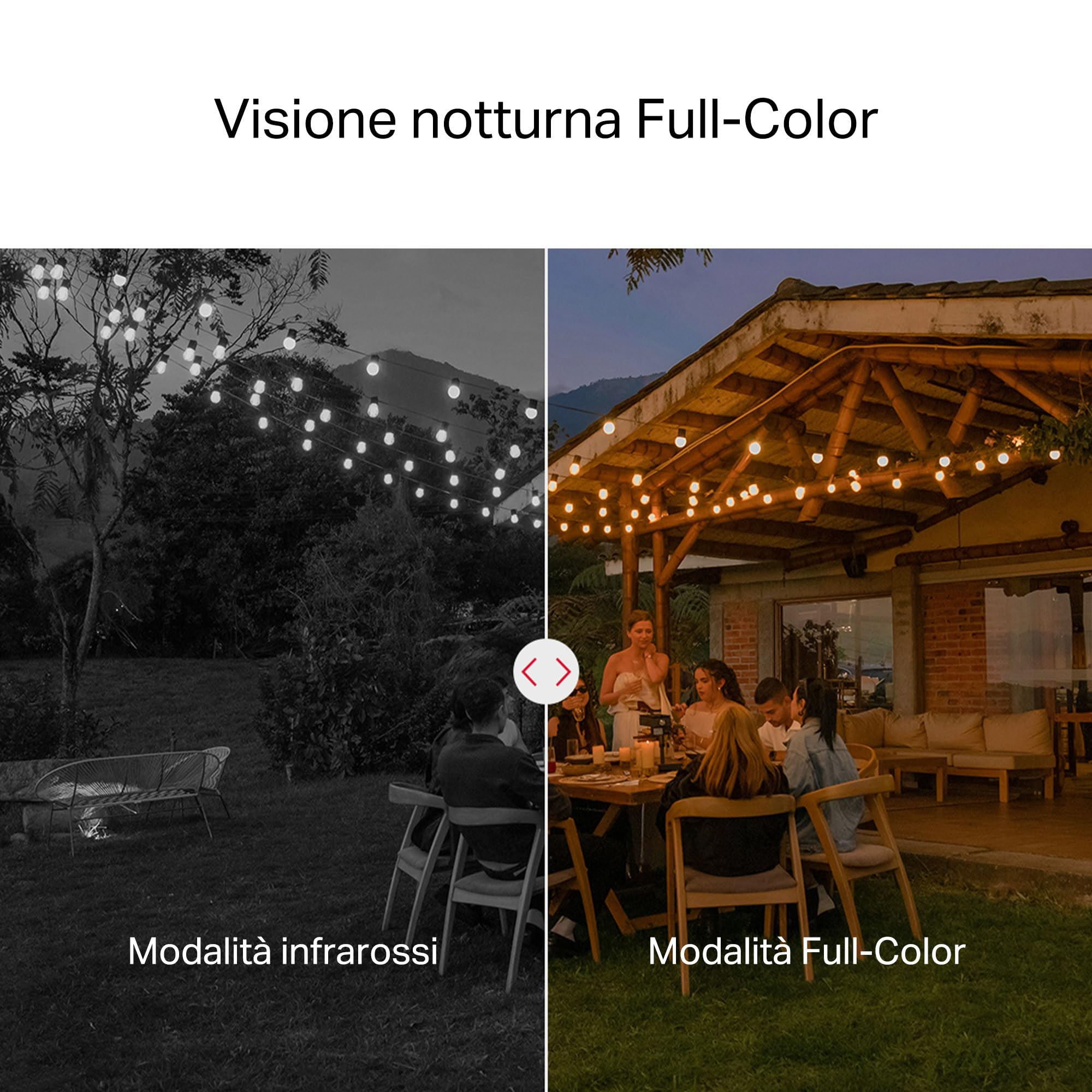 MERCUSYS MC500 Telecamera WiFi Esterno FHD, Videocamera Sorveglianza 360°, Visione Notturna a Colori, Audio a 2 Vie, Rilevamento/Tracciamento del Movimento delle Persone, Zona privata, microSD 512GB