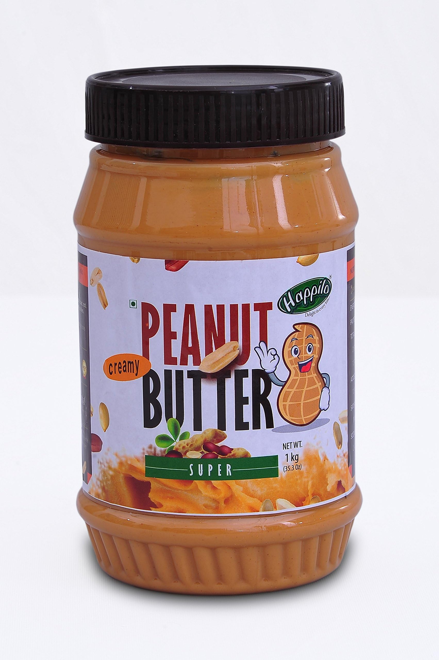Happilo Super Creamy Peanut Butter (High Protein, Non-GMO, Gluten Free, Vegan) Bottle, 1 kg