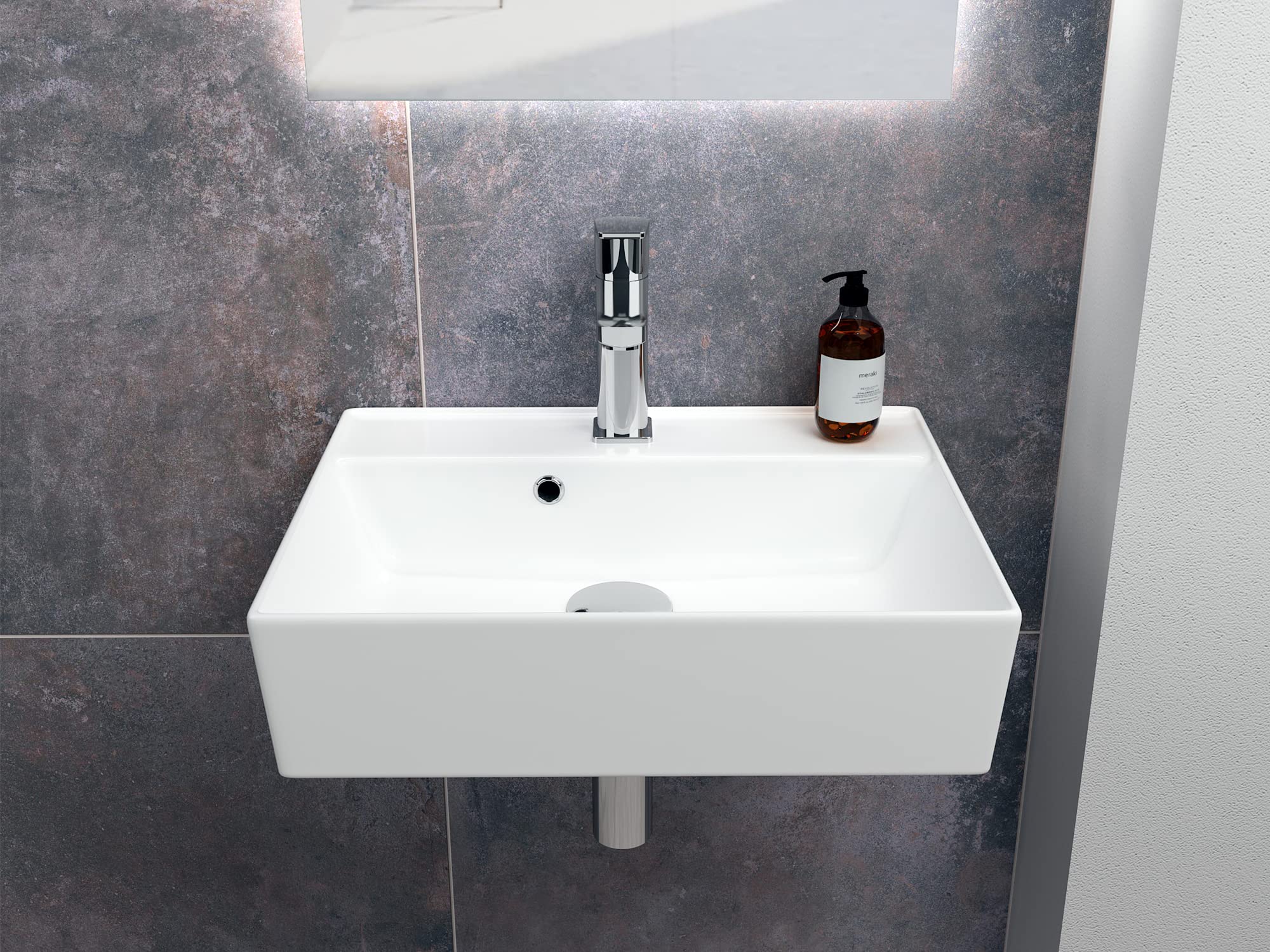 Aqua Bagno | Nowoczesna Ceramiczna Umywalka Wisząca Nablatowa | Szerokość 50 cm