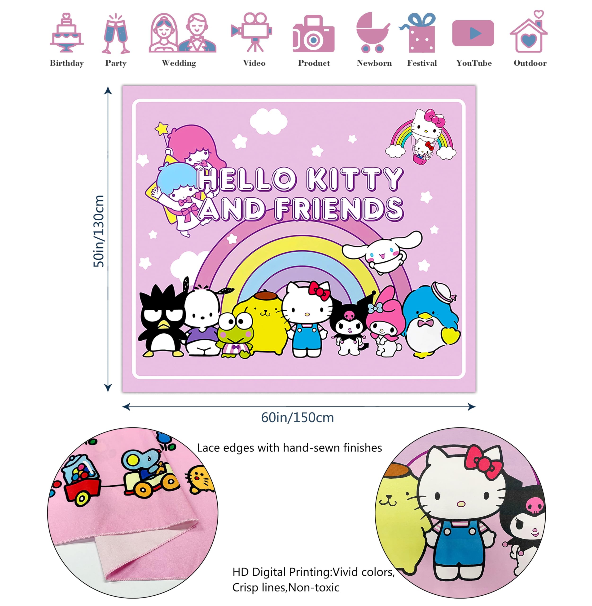 Set Di 9 Poster Sanrio, Personaggi Hello Kitty, My Melody, Cinnamoroll E Altri, Arte Kawaii Per Decorazione Camera Ragazze - Foto 2