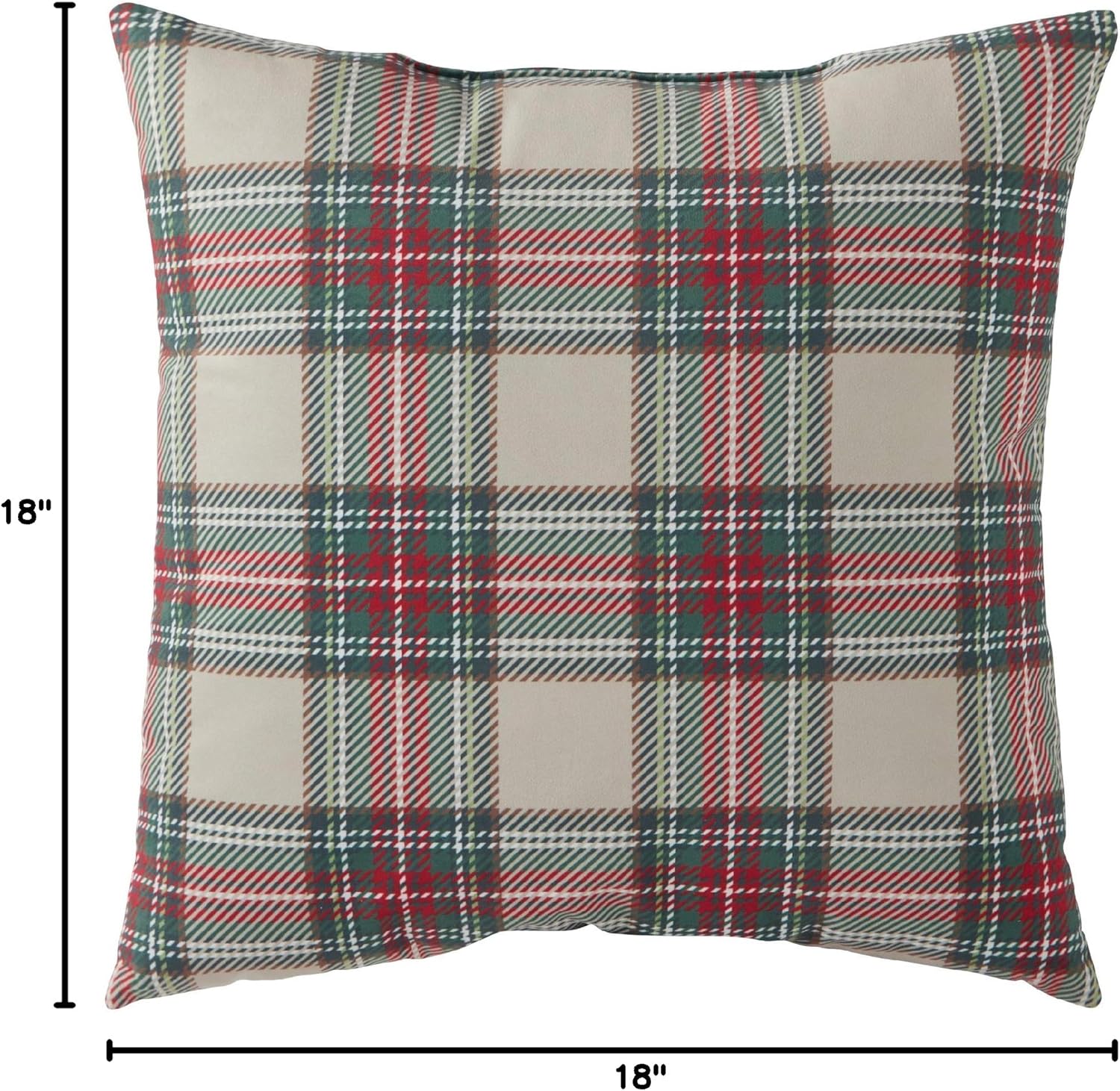 South Pine Porch Square Throw Pillow, 18 x 18-Inch, Holiday Plaid