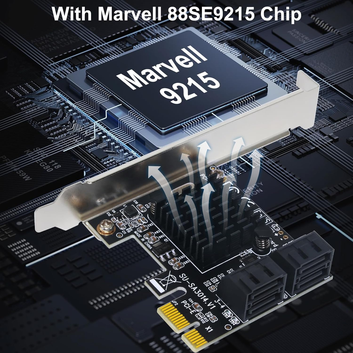 Ubit Expansion Card,PCIe 2.0 X1 to SATA III 4 Ports Adapter Card
