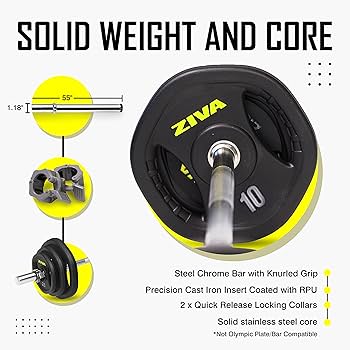 Amazon | ZIVA Studio Barbell ウェイトセット – 35ポンド 調節