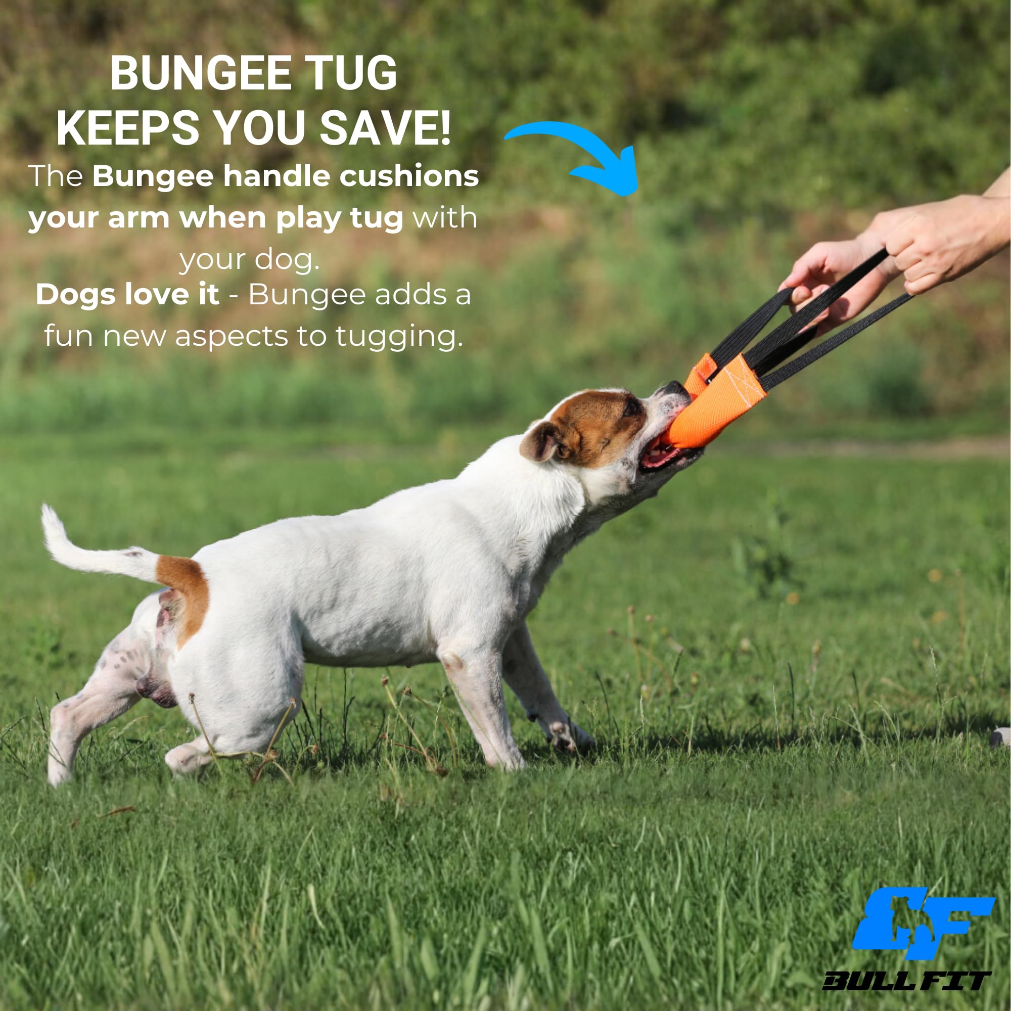 Bull Fit bungee Szarpak dla psa 30 cm, z dwiema rączkami - Bardzo wytrzymała zabawka dla psów do treningu obronnego i kynologii sportowej - Mocny Szarpak wąż strażacki, Aport Dummy pływający