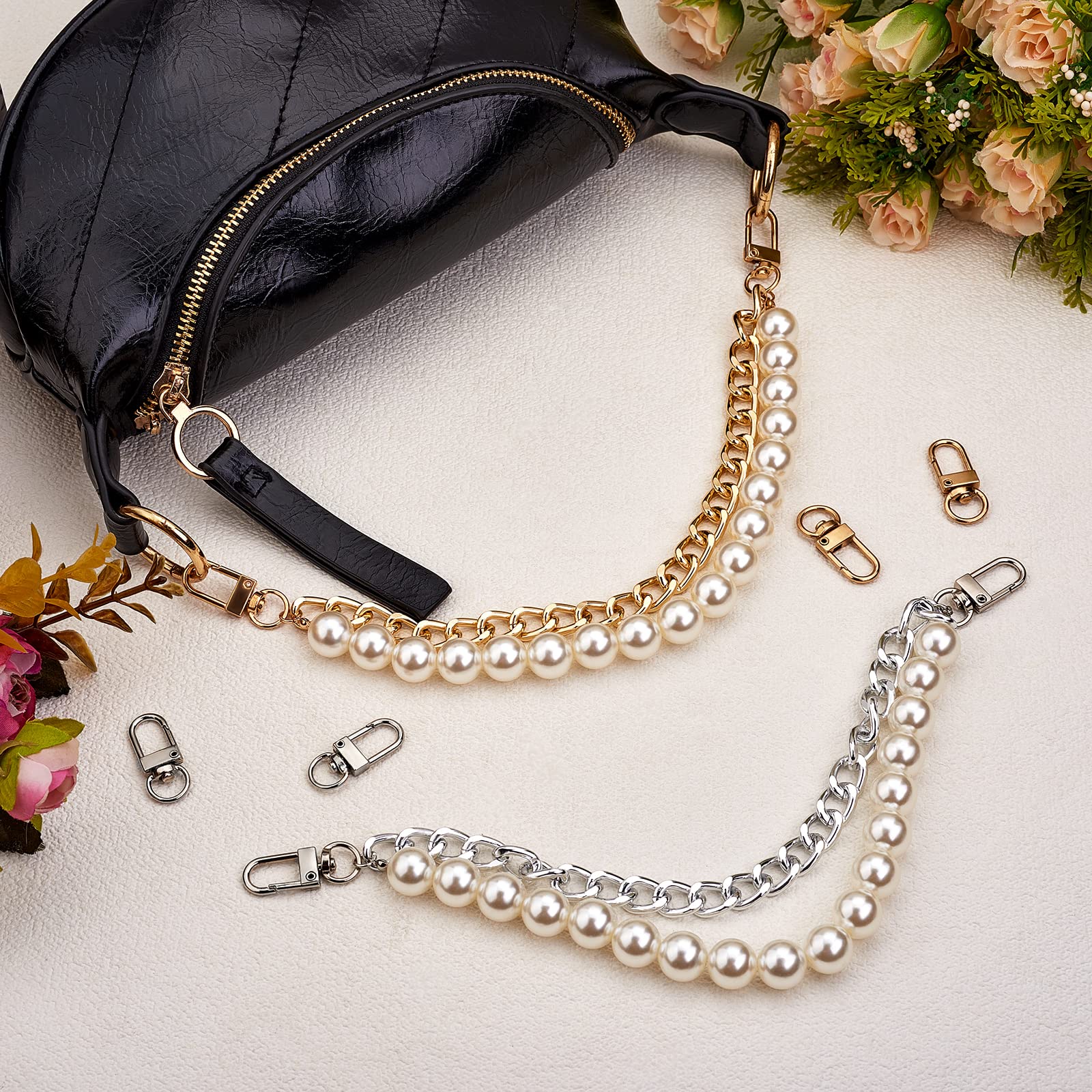 HAOBIN - Sangle De Sac à Main En Perles Imitation - 100 Cm - Chaîne De Remplacement élégante Pour Sacs, Portefeuilles Et DIY