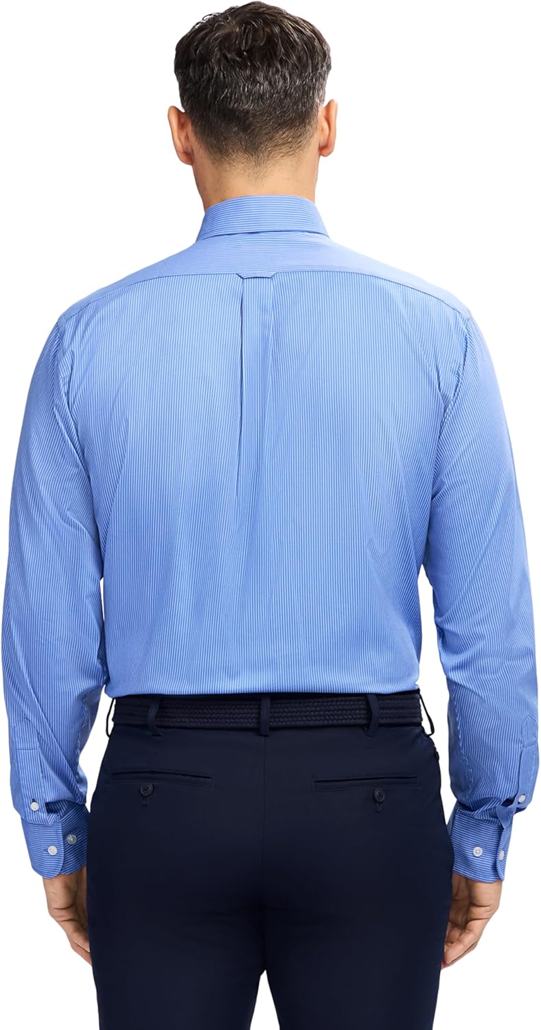 Izod Mens Dress Shirt Classic Fit Pinpoint Oxford Long Sleeve All Over Stretch Button Down Collar - Image 2