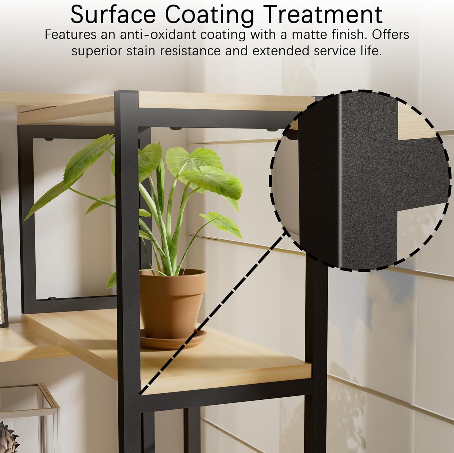 6 Tier Corner Shelf/Bookshelf, Deformable L Shaped Bookcase, Modern Tall Storage Display Rack with Sturdy Metal Frame for Home Office (Light Natural Wood Color)