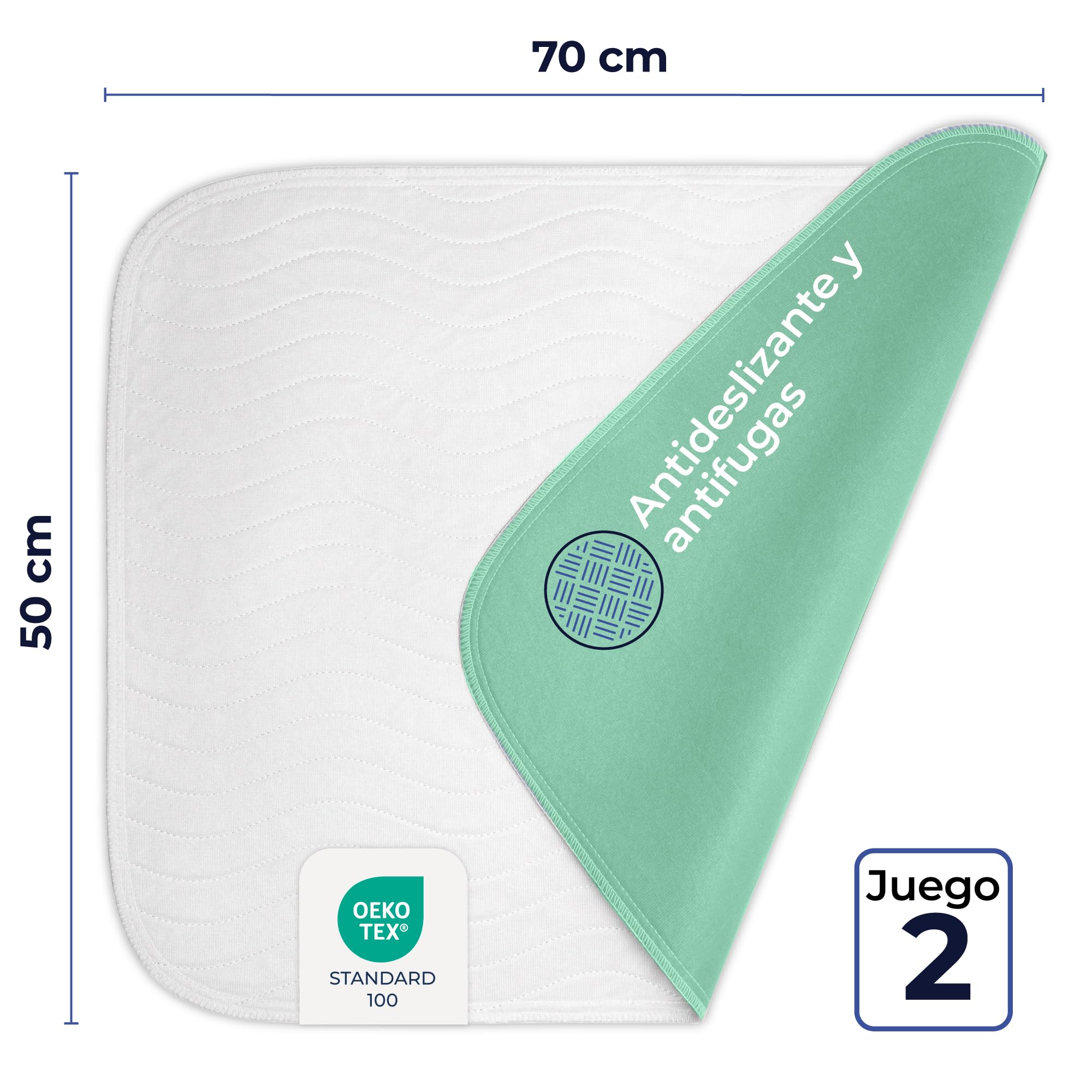 Dreamzie - Protector Colchon Impermeable e Absorbente - 50x70 cm - Lote de 2 Funda Colchon Lavable para Incontinencia