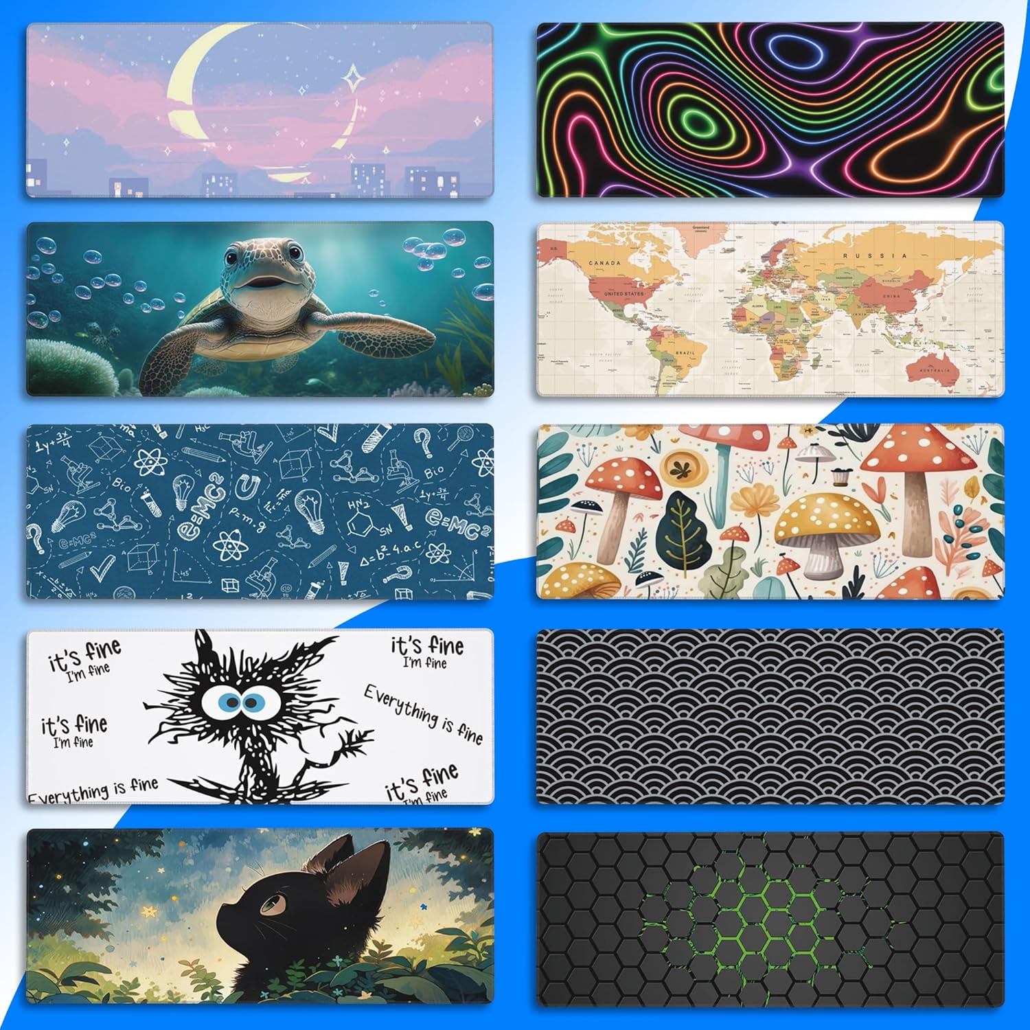 Desk Mat, Yellow Vintage World Map Extended Gaming Mouse Pad Large, 31.5"x11.8" Big Mouse Pad with Non-Slip Base and Stitched Edge, Long Computer Keyboard Mouse Mat for Home Office Work - Image 7