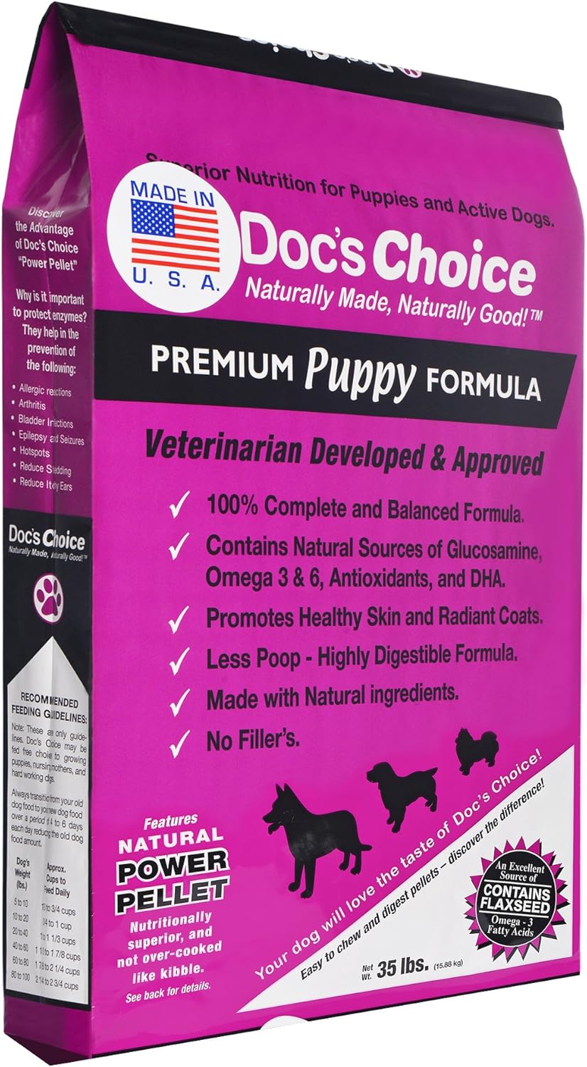 Doc's Choice Premium Chicken Puppy Food - Great for Puppies, Pregnant and. Nursing Dogs, Veterinarian Developed, No Fillers/Artificial Ingredients, Made in The USA