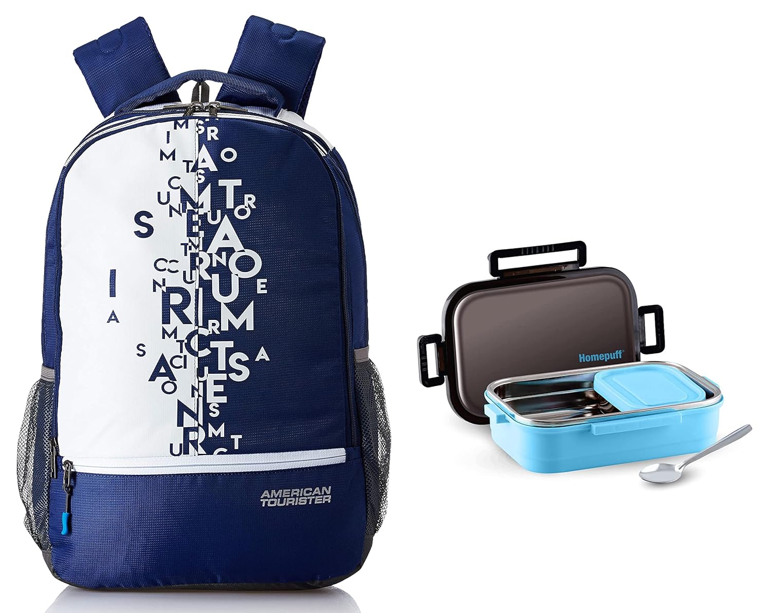 Buy American Tourister 32 Ltrs Blue Casual Backpack (AMT FIZZ SCH BAG 02 BLUE) with Home Puff