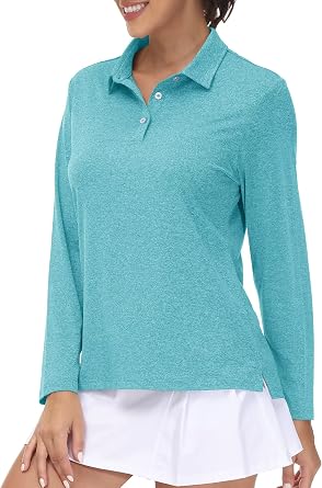 KEFITEVD Womens Golf Polo Shirt Long Sleeves UPF 50+ Sun Protection Shirts Quick Dry Lightweight Athletic Sports Tennis Top