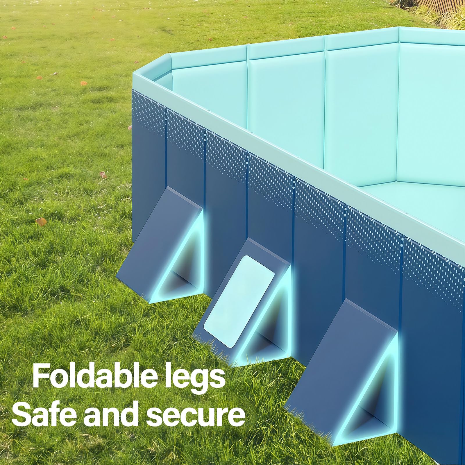 Rechteckiger Faltbarer Swimmingpool, Nicht Aufblasbarer Hartplastikpool, übergroßer Aufstellpool, Einfacher Aufbau, Sommerlicher Planschpool für den Garten, für Familie, Kinder 9.8ft