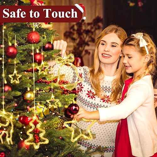 Miniatura 6 de Brightever Luces LED de cortina, 10 pies, 120 luces LED de Navidad para ventana con control remoto y enchufe USB, 8 modos de iluminación y tira de