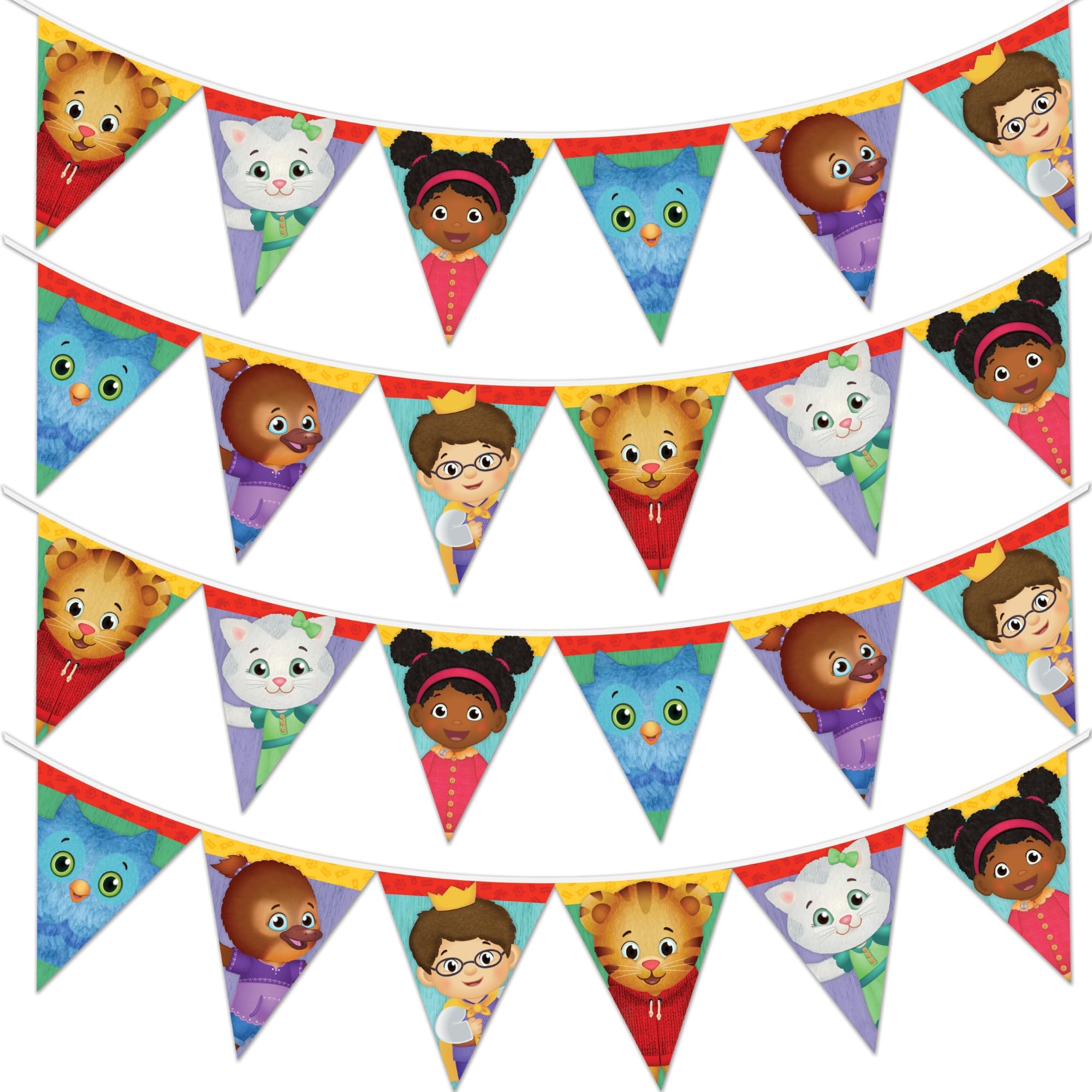 Treasures Gifted Officially Licensed Daniel Tiger Banner Pennants 2 Pack - Daniel Tiger Birthday Party Supplies - Birthday Party Decorations -