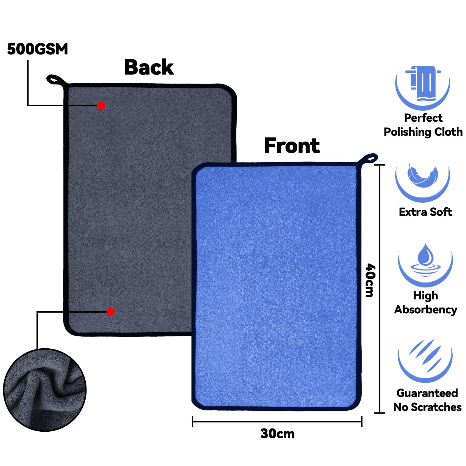10 Pezzi Panni Microfibra Auto 500 GSM - 30x40 Cm, Grigio E Giallo, Super Assorbenti E Senza Pelucchi - Foto 7