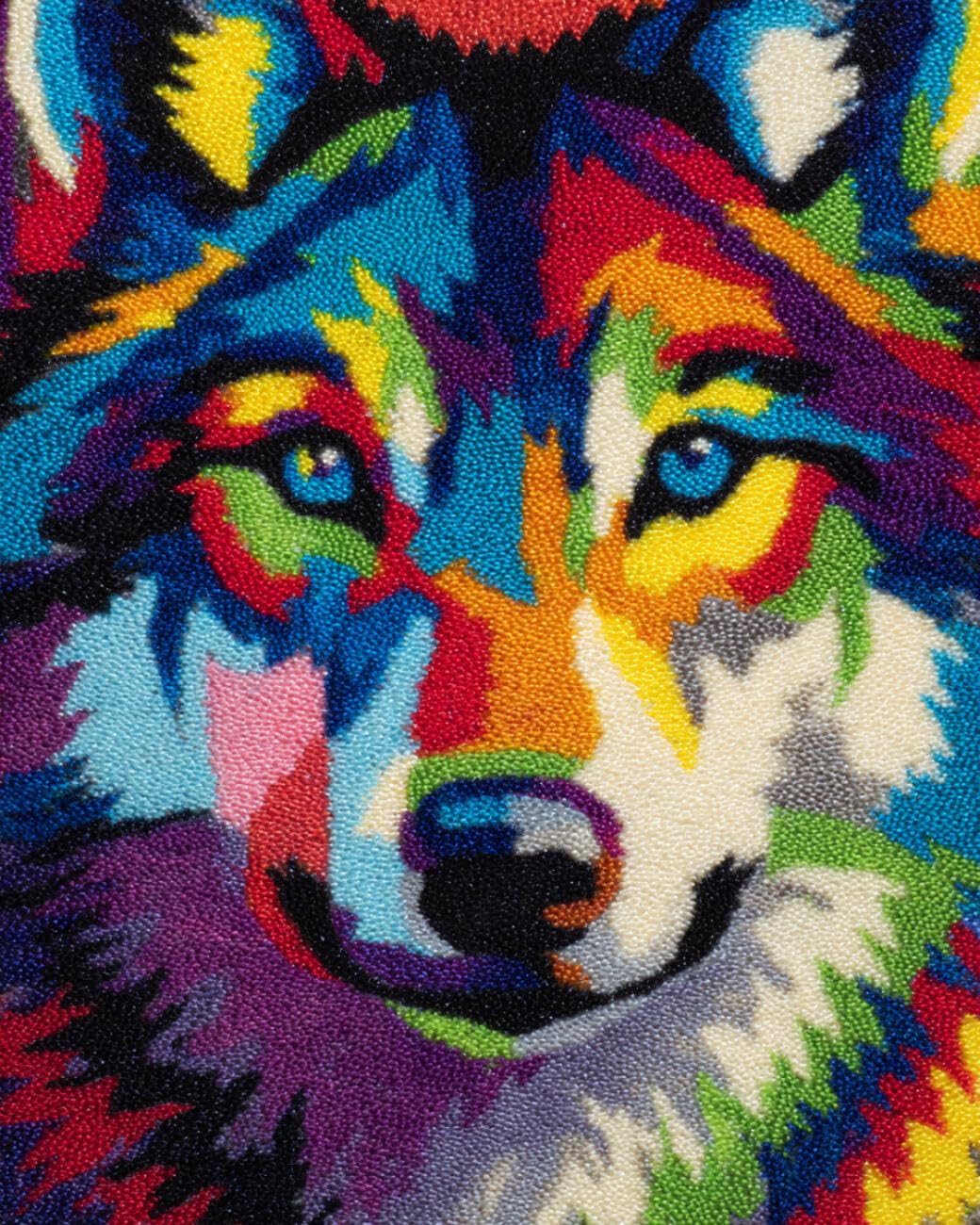 AMBATTERY Carpet Latch Hook Kit Colorful Wolf 85x115cm