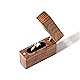 Wooden Engagement Ring Box Small Slim Flat Ring Case Proposal Wedding (Walnut)