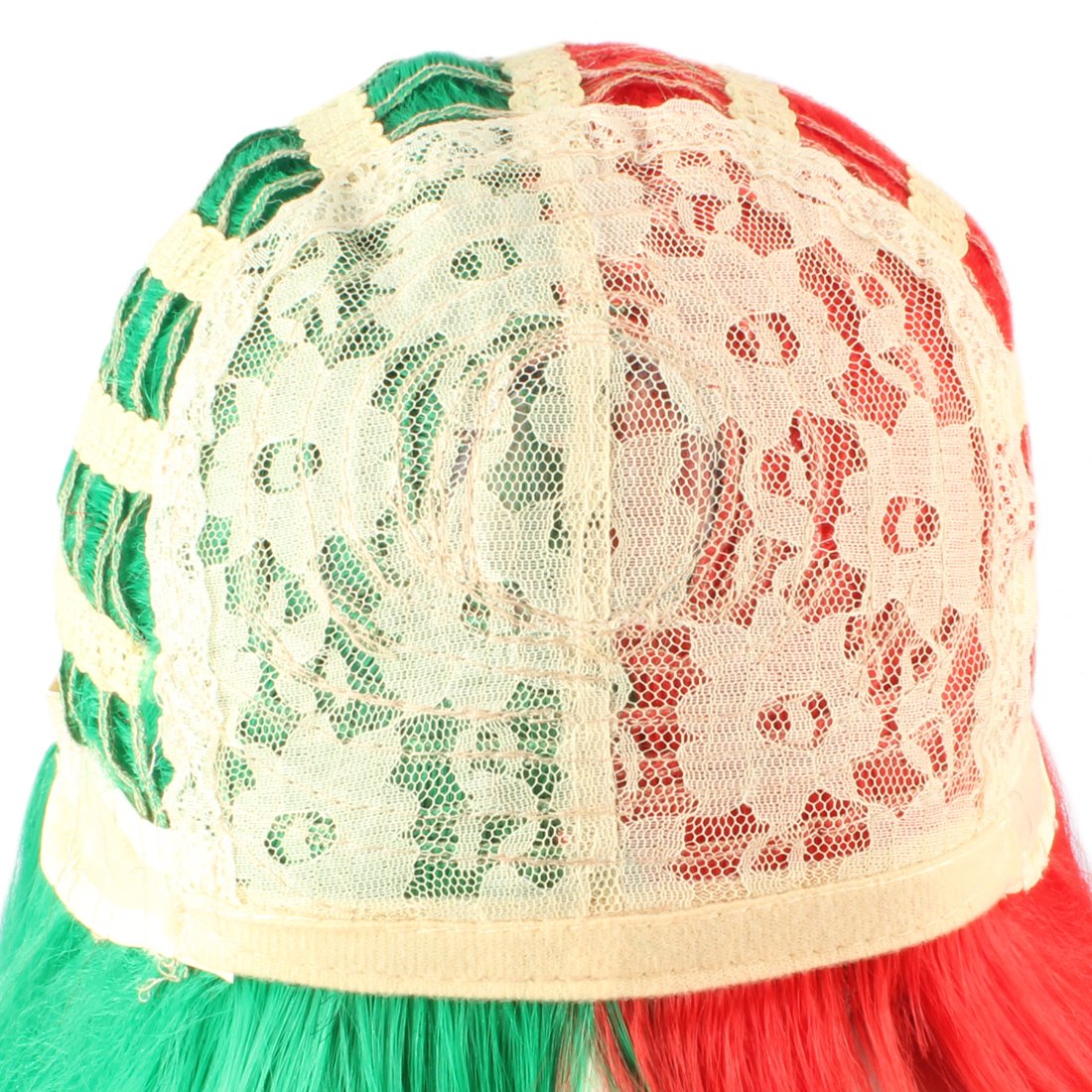 Peluca de moda de las mujeres corto Bob rizado recto flequillo sintético postizos rojos y verdes 9