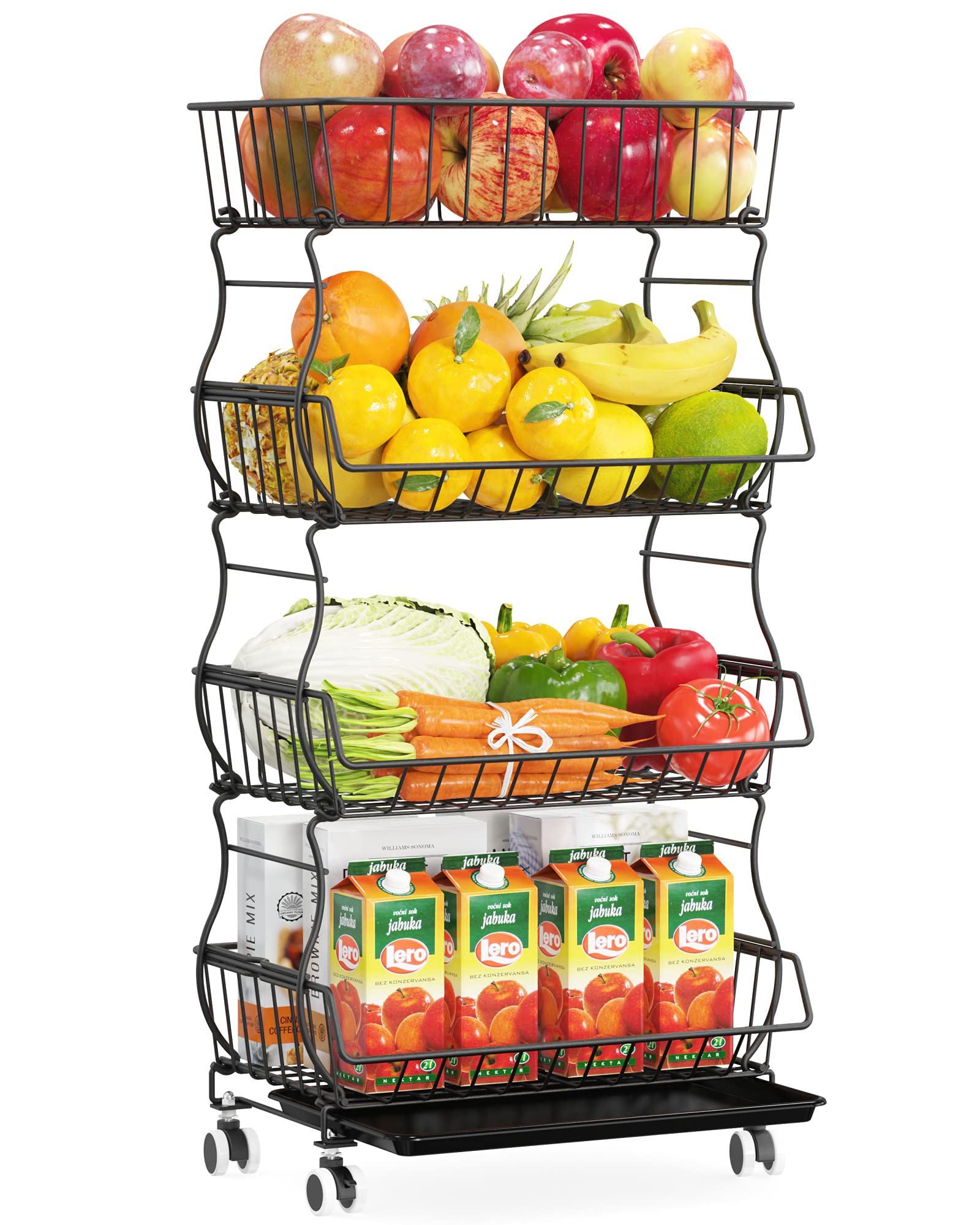 Buy Fruit and Vegetable Basket, iSPECLE 4 Tier Stackable Basket with