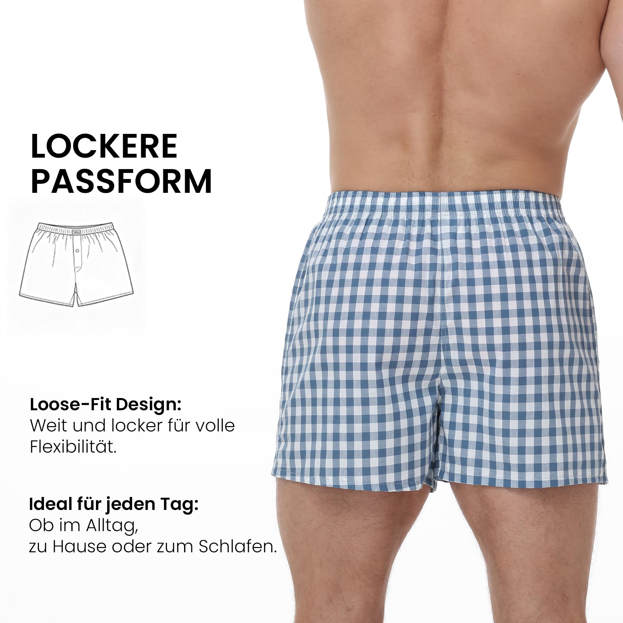 FALARY American Boxershorts Herren 6/12er Pack aus 100% Baumwolle | Lockere Unterwäsche Herren, Webstoff Unterhosen für Männer, Klassisch, Weit, Bequem (Gr.S-3XL)