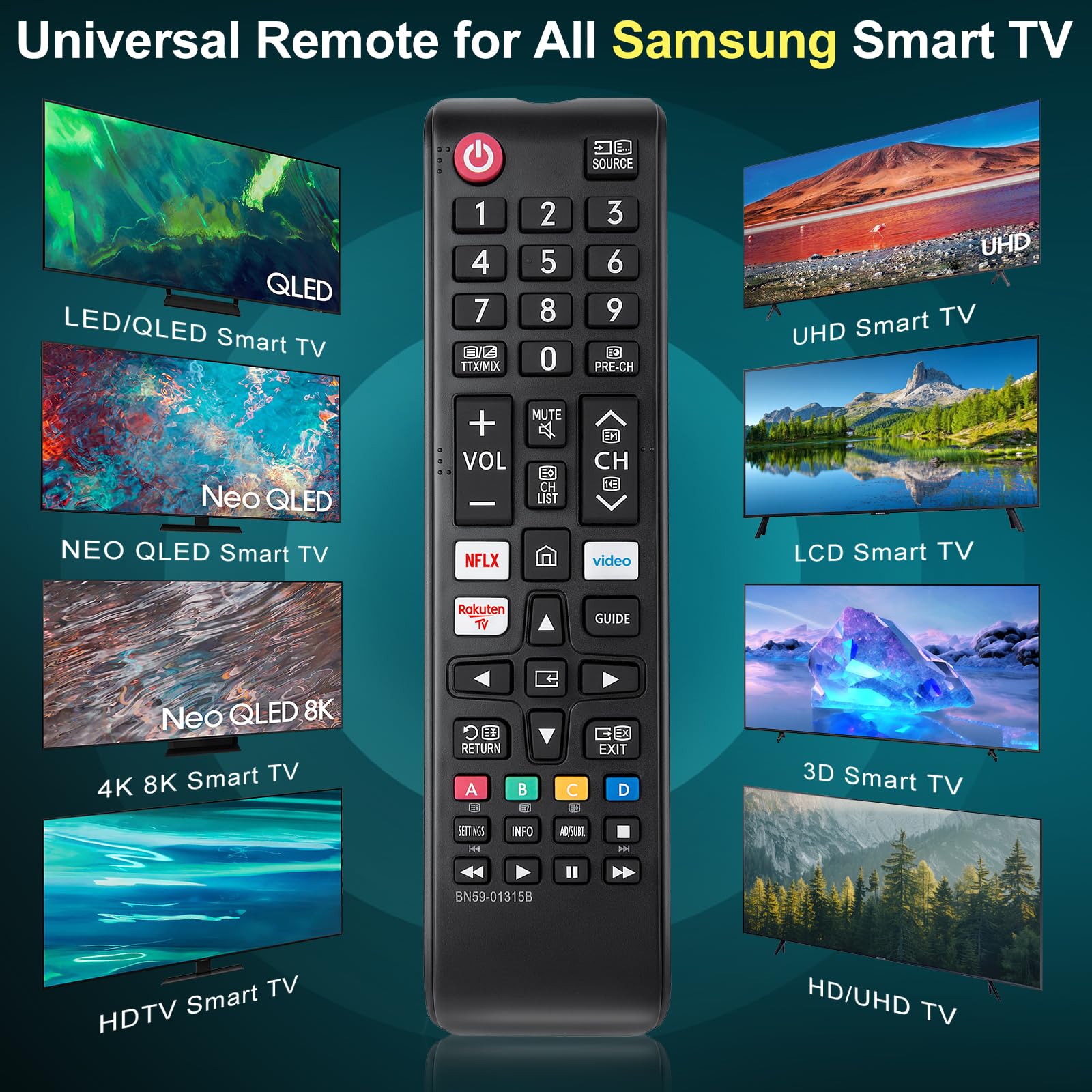 Loutoc Telecomando-Adatto-per-Smart-TV-Samsung, Telecomando-Universale-Compatibile-TV-Samsung (2 confezioni)