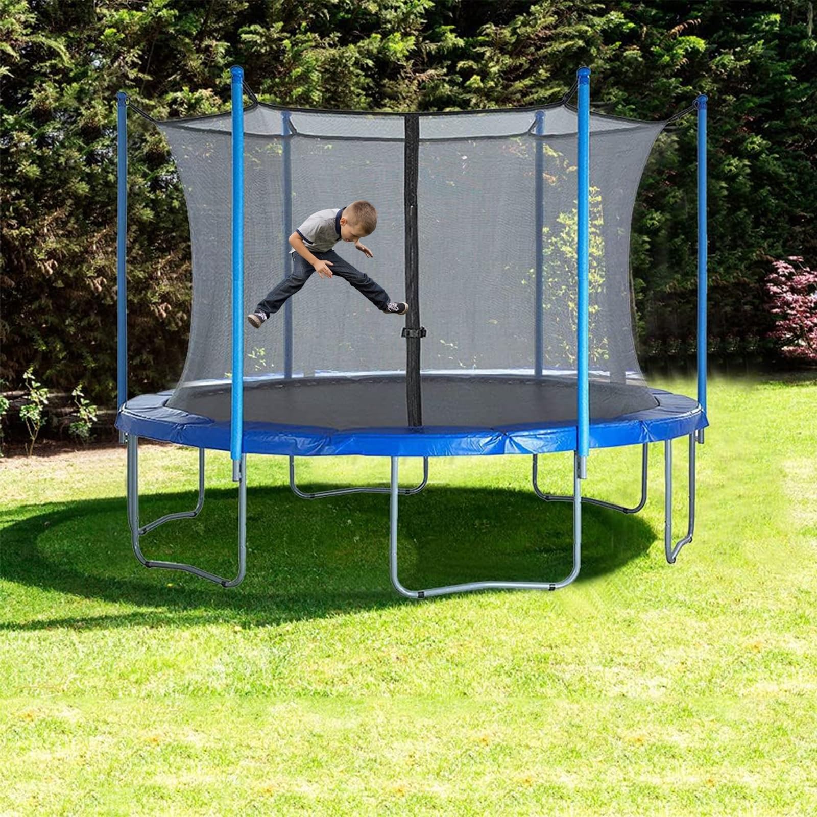 Rete di Ricambio per Trampolino, Rete di Sicurezza per Trampolino con Cinghie Regolabili E Cerniere, Rete di Sicurezza da 6/8/10/12/14/15 Piedi per Trampolini Rotondi a 6 Pali(10ft)
