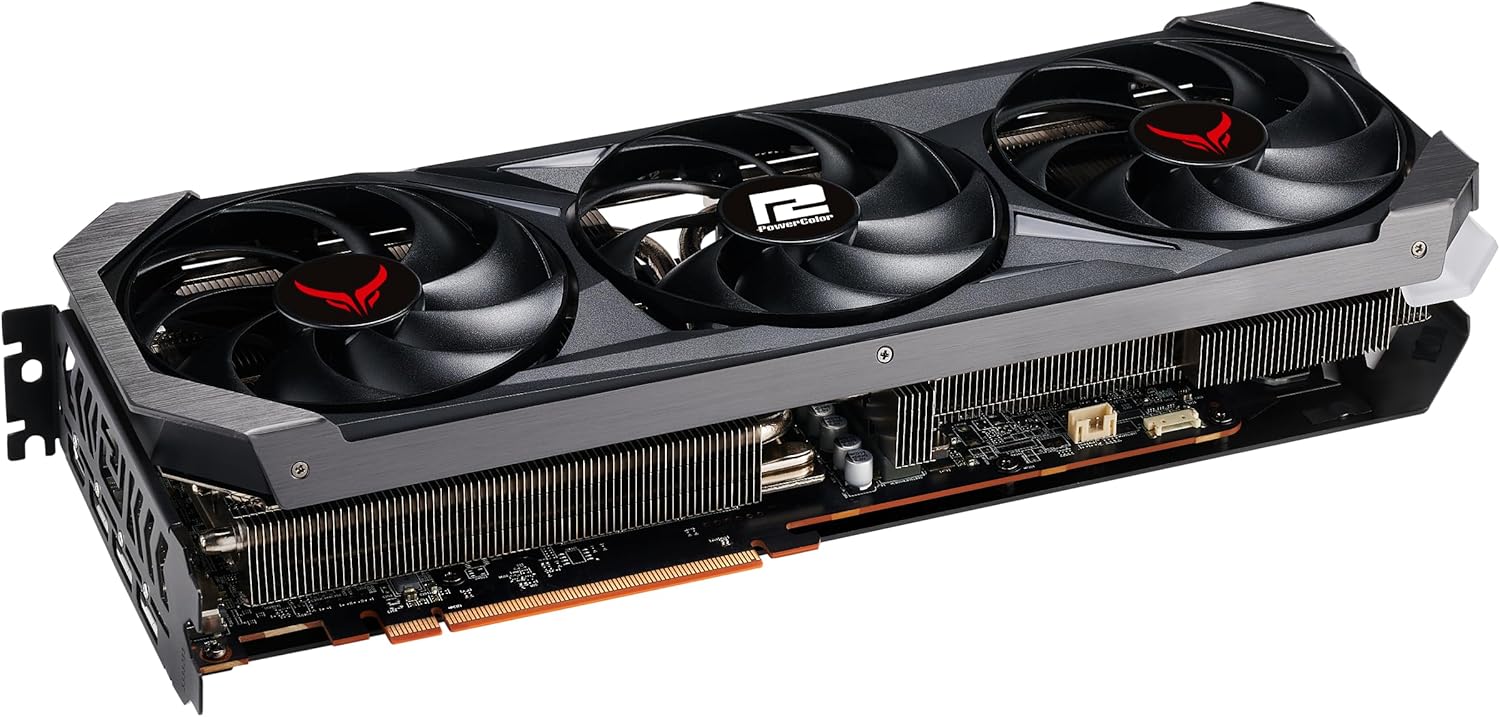 PowerColor Red Devil RX 7800 XT back view showing display ports