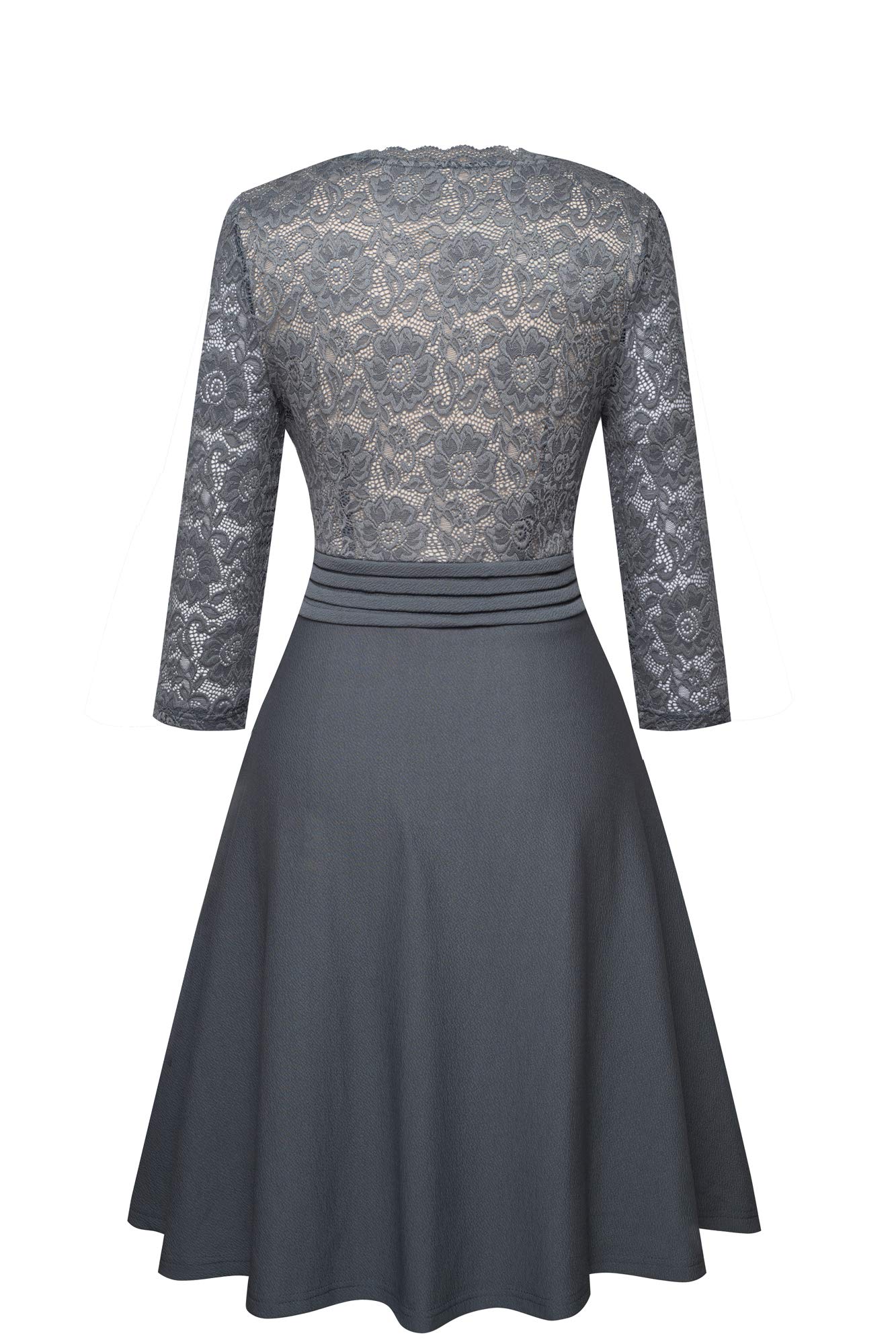 HOMEYEE Vintage Vintage à Manches 3/4 en Dentelle Florale brodée Cocktail Robes A062