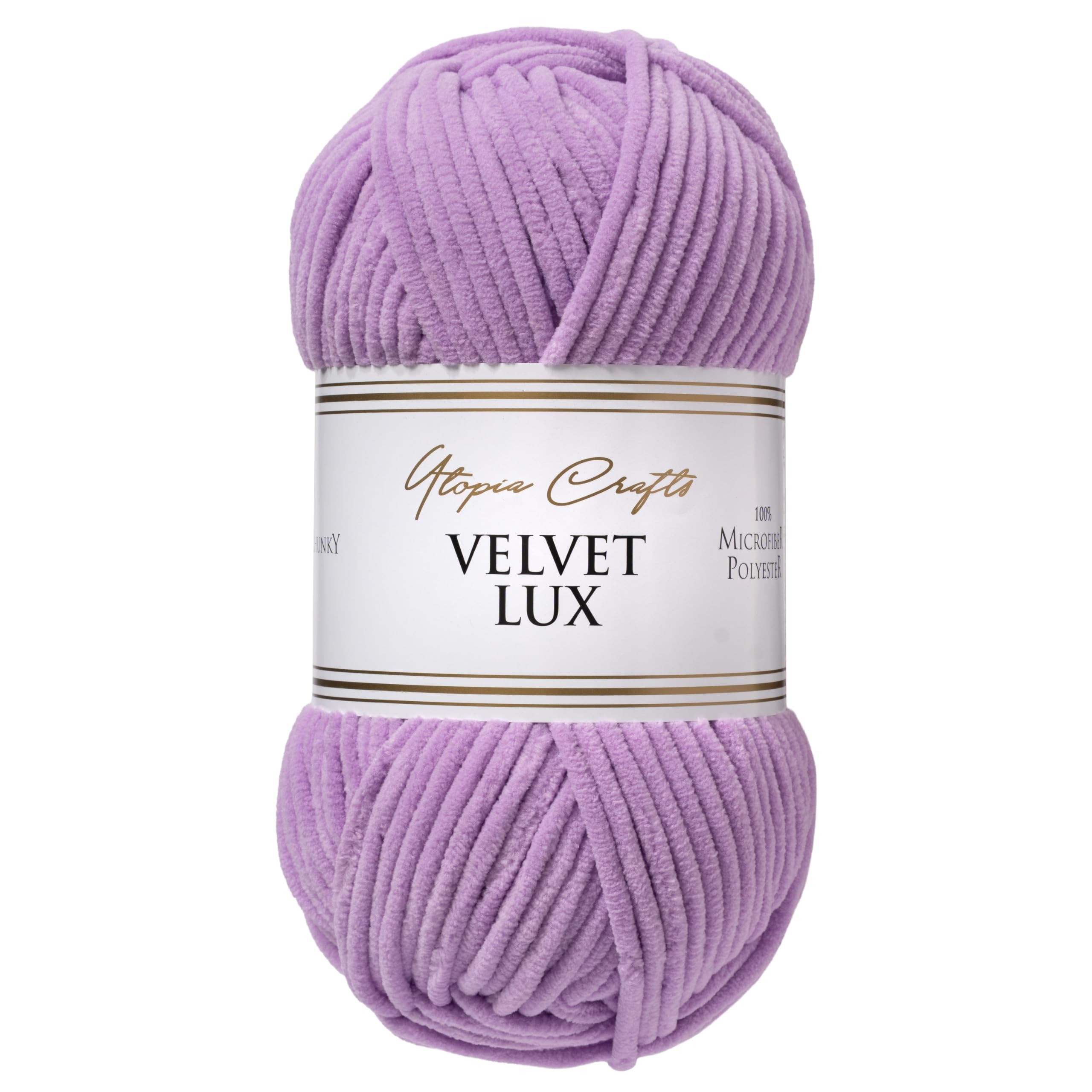 Utopia Crafts Velvet Lux Chenille Super Soft Chunky Yarn for Knitting and Crochet 100g (Soft Lilac)
