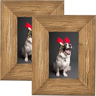 SZQINJI - Marco de fotos de madera (4.0 x 6.0 in, 2 unidades, madera de cedro maciza, con vidrio de alta definición, para ...