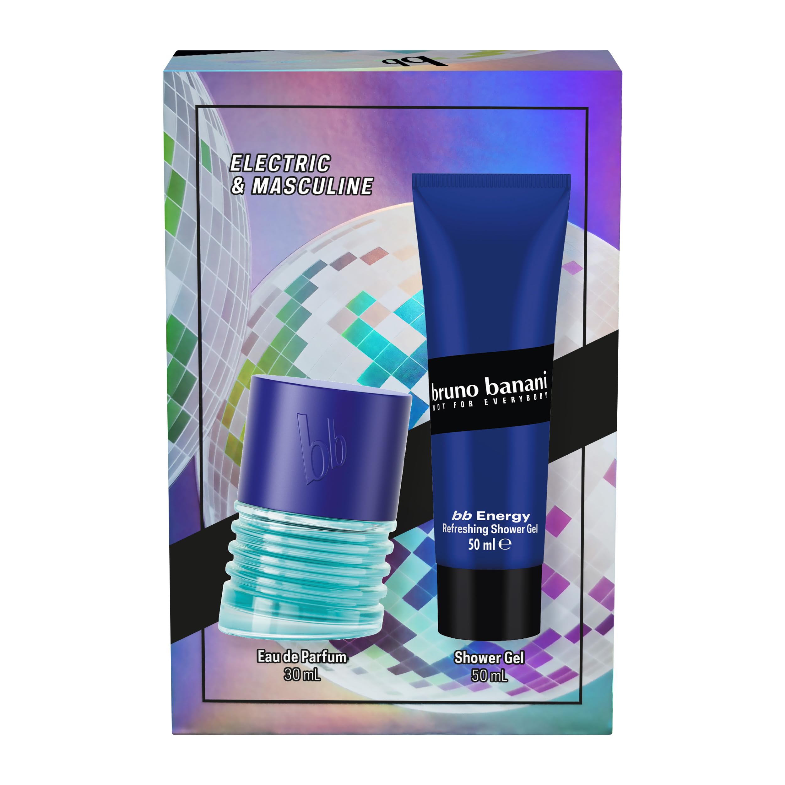 bruno banani bb Energy Eau de Parfum + bb Energy Duschgel für Männer, maskuliner, holziger Fougère-Duft, 30 ml + 50 ml