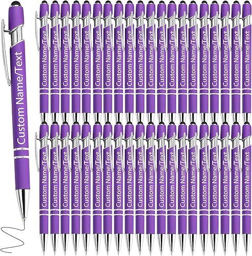 Miniatura 16 de Bolígrafos personalizados con nombre, paquete de 10 bolígrafos personalizados de oro rosa, bolígrafo de tinta negra grabada a granel con puntas