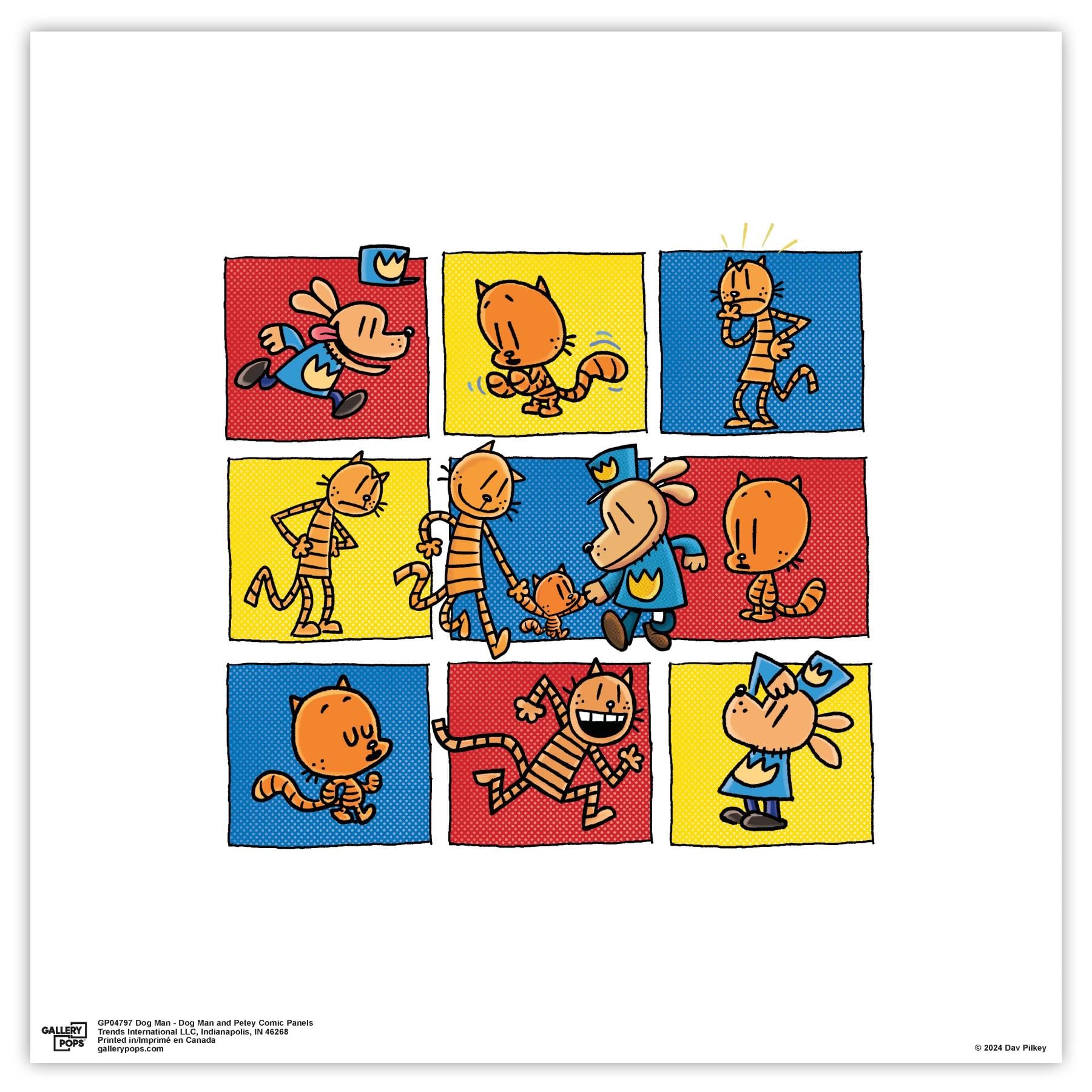 Gallery Pops Dog Man - Dog Man and Petey Comic Panels Wall Art, 12" x 12" Gallery Pops Wall Art, Unframed Version