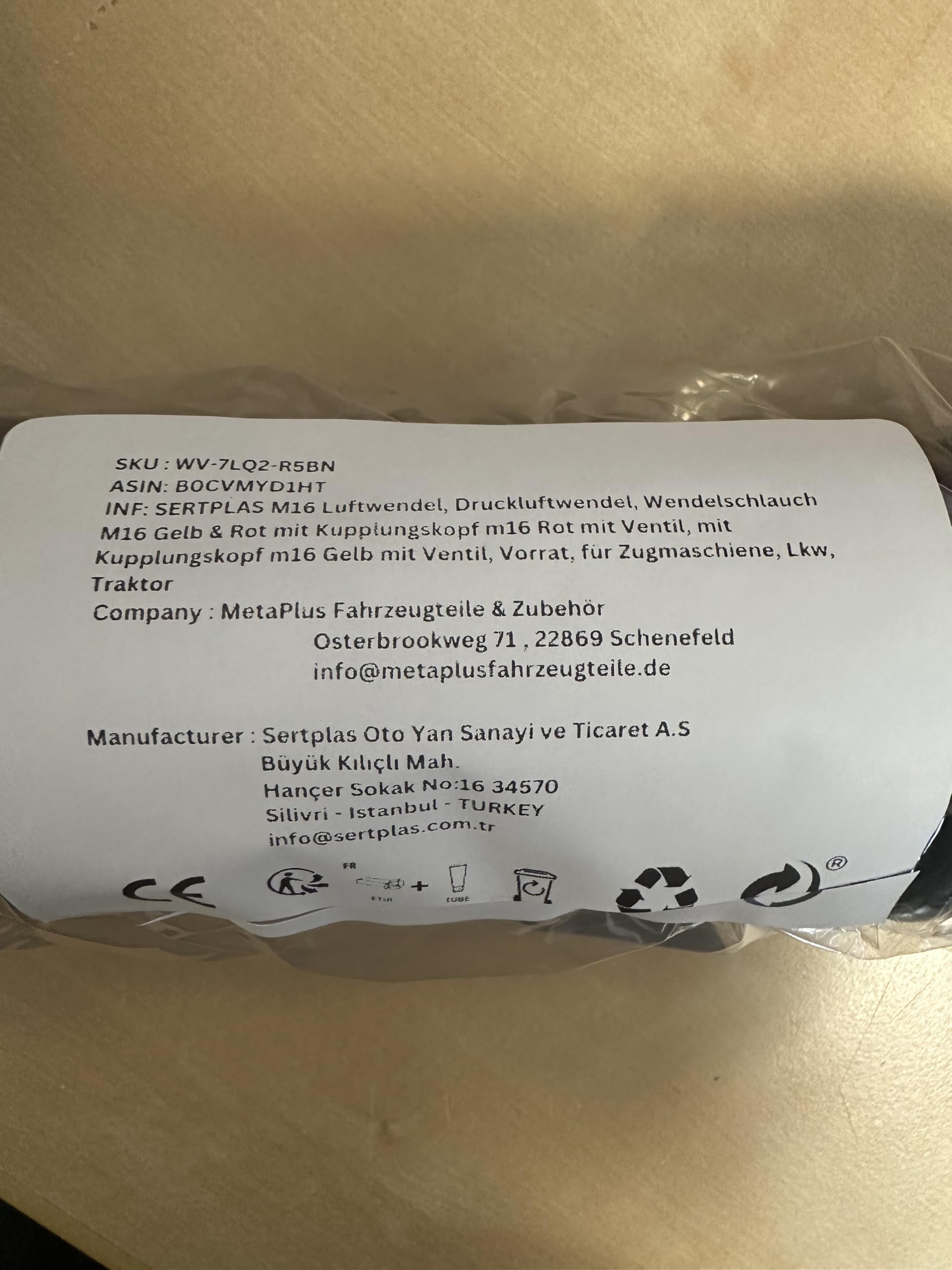 Rullo Aria Compressa SERTPLAS M16 - Spirale Gialla E Rossa Per Trattori E Camion - Foto 3