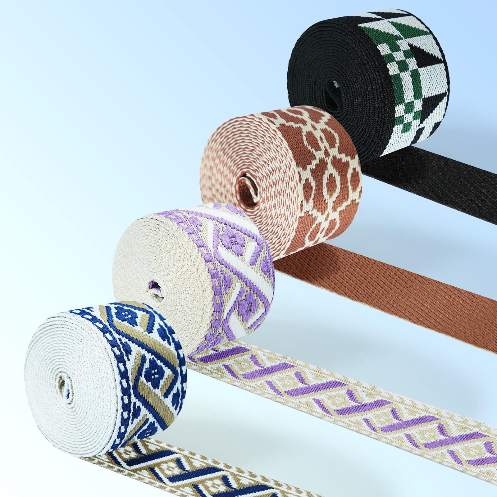 Cinghia a fettuccia da 3,8 cm in cotone jacquard poliestere nylon fettuccia 3,8 cm resistente fiore fantasia nastro per borsa tracolla zaino cintura fai da te collari per animali domestici