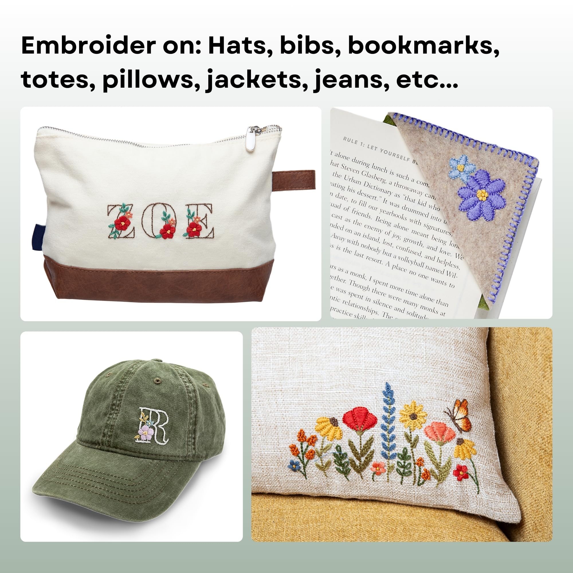 Stick & Stitch Embroidery Patterns - Floral & Alphabet Designs -6 Stick & Stitch Embroidery Patterns - Floral & Alphabet Designs -6