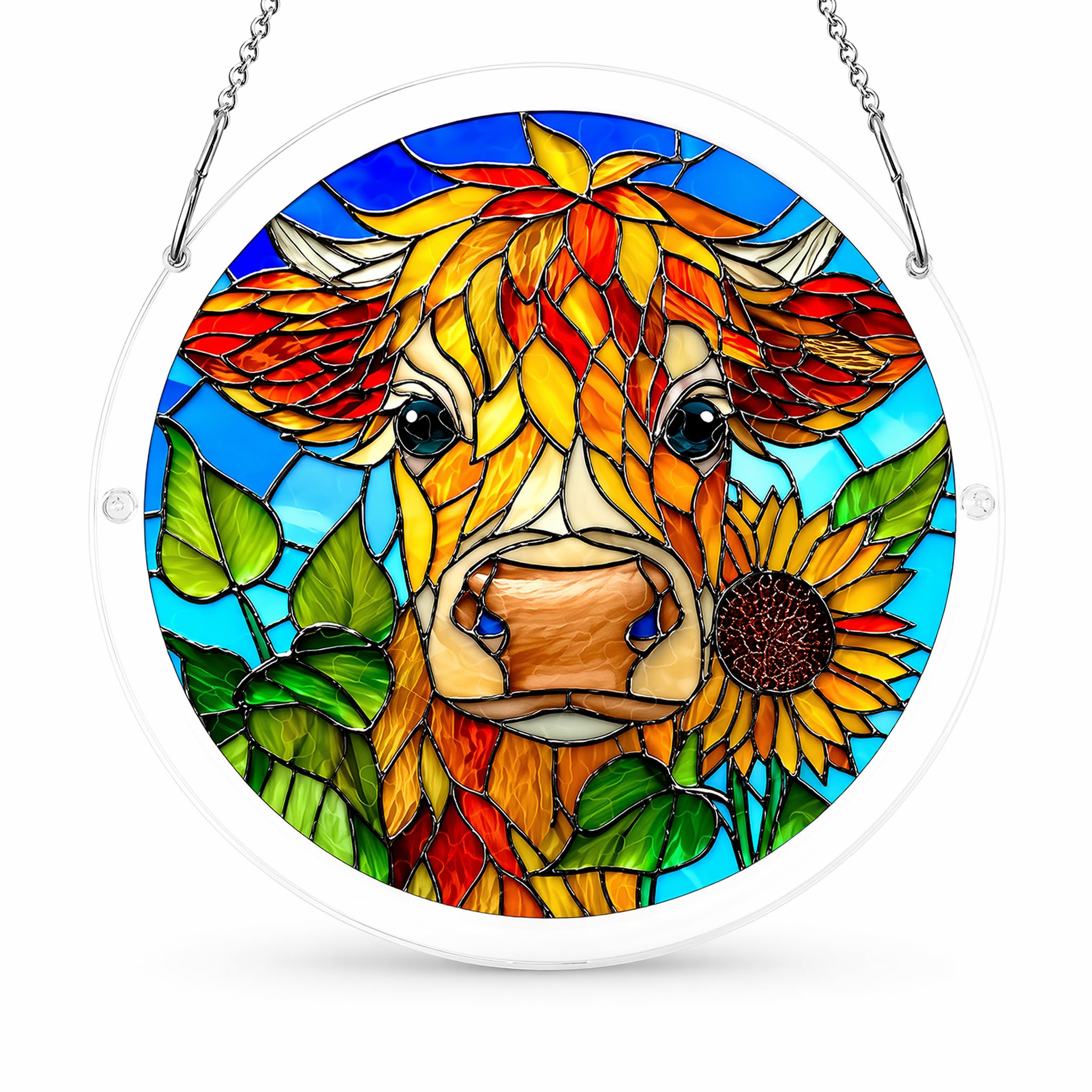 Highland Cow Suncatcher Puzzle, Acrylic Jigsaw Puzzle Suncatcher (B)