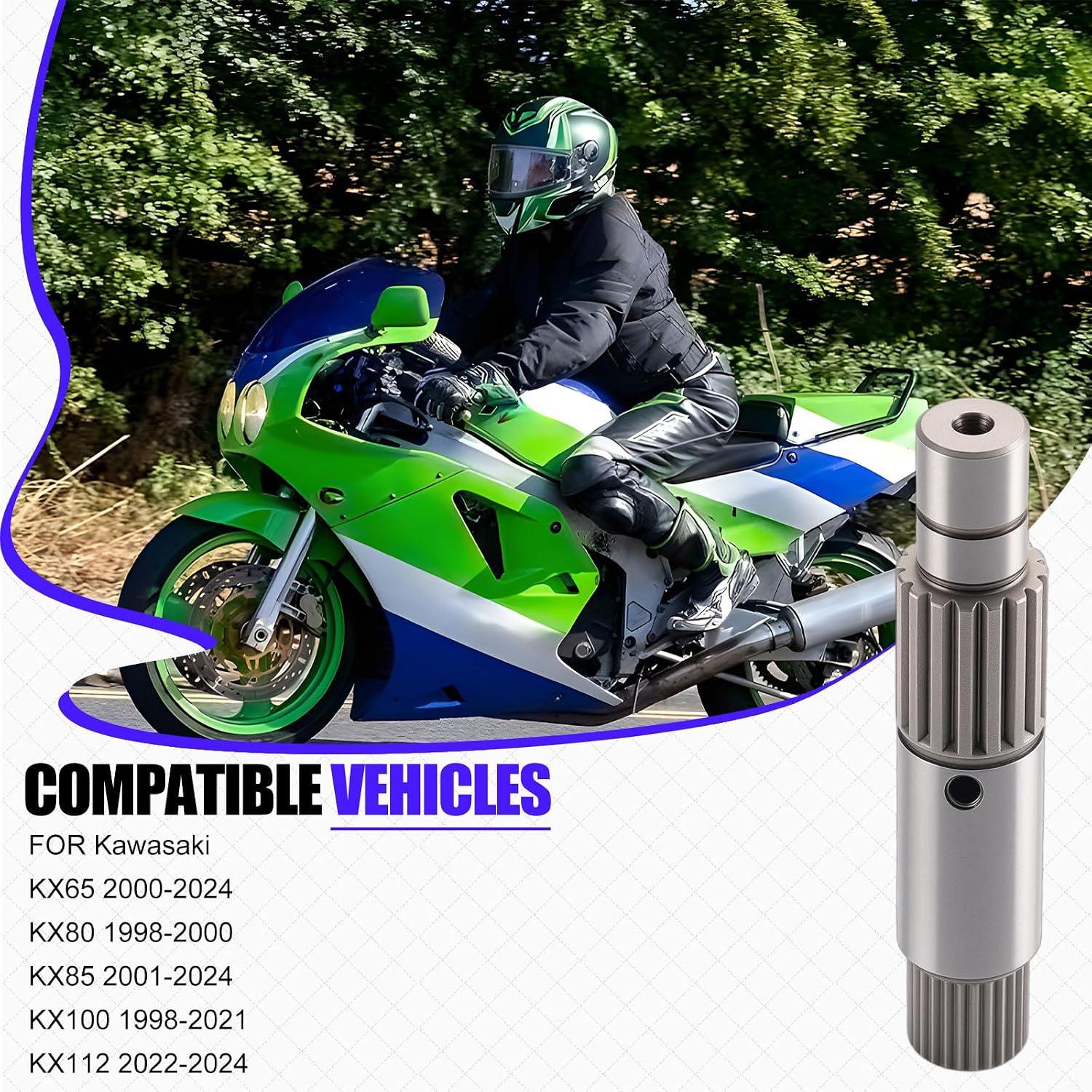 Kick Start Shaft for Kawasaki KX65 KX80 KX85 KX100 KX112 1998-2024 13066-1097