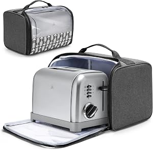 YARWO 2 Slice Toaster Cover with Bottom and Solid Structure, Toaster Cover Compatible with Amazon Basics 2 slice, Elite Gourmet Toaster, Small Bread Machine Bag with Visible Window, 29 x 21 x 20.3 cm