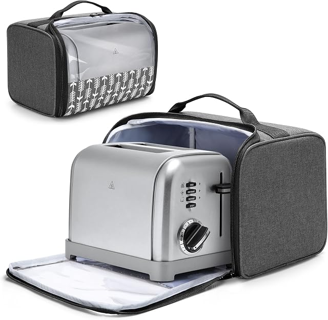 YARWO 2 Slice Toaster Cover with Bottom and Solid Structure, Toaster Cover Compatible with Amazon Basics 2 slice, Elite Gourmet Toaster, Small Bread Machine Bag with Visible Window, 29 x 21 x 20.3 cm