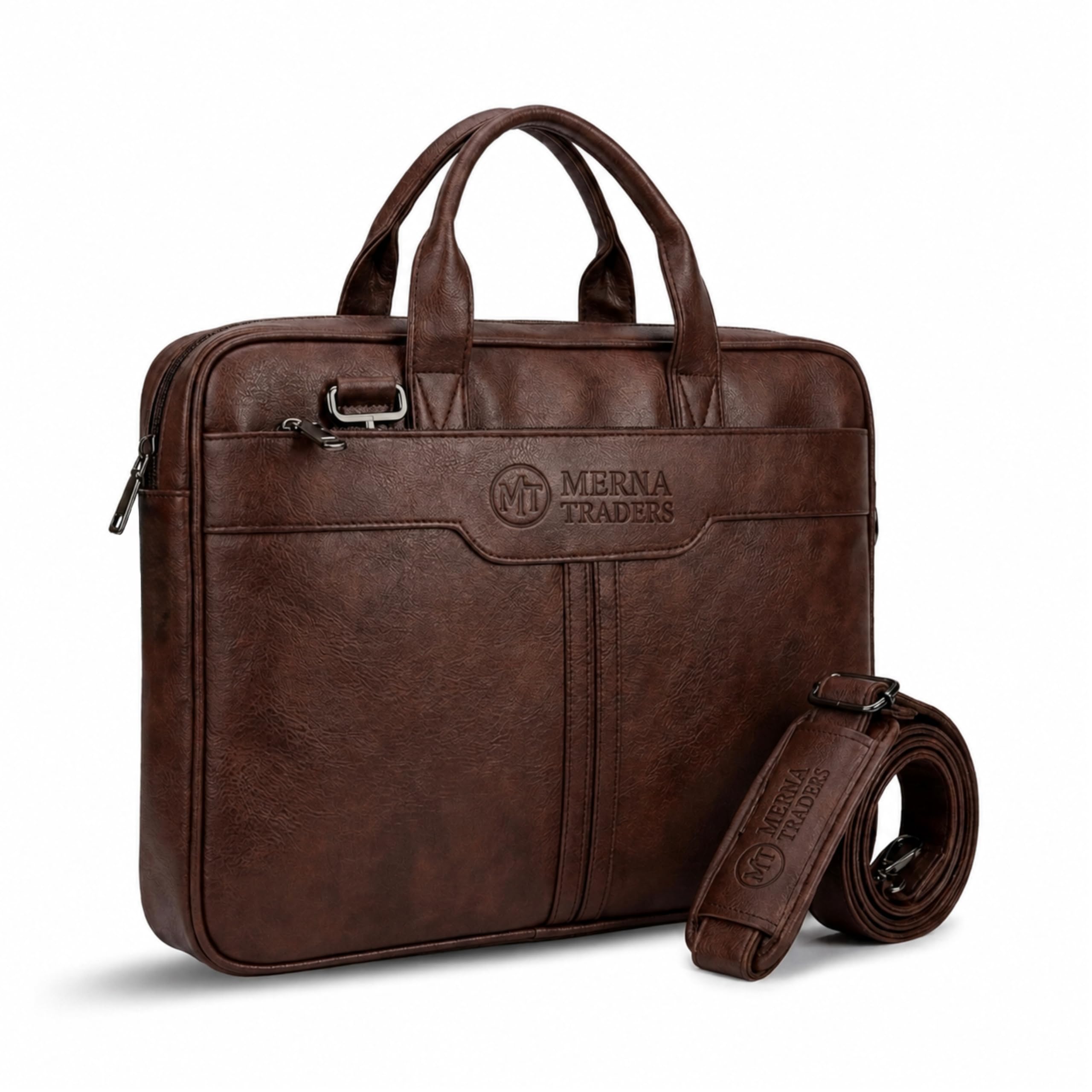 Elegant Vegan Leather Office Laptop Bag | Compatible with Up to 15.6-Inch Laptops | Expandable Bottom Storage | Multiple Organizers with | Business Bag for Men & Women | Tan-image-24