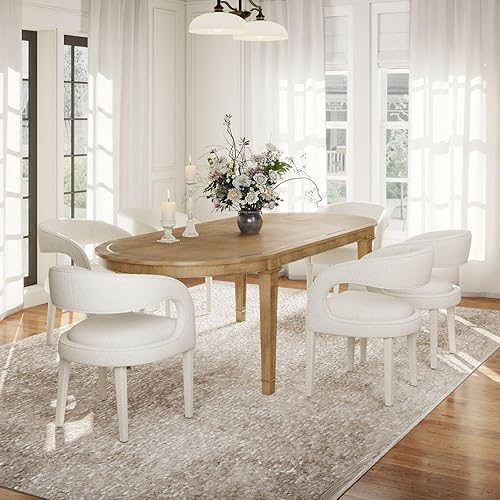 Miniatura 3 de Juego de 2 sillas de comedor modernas de color blanco, sillas de comedor tapizadas con respaldo abierto y brazos, cómodas sillas laterales para